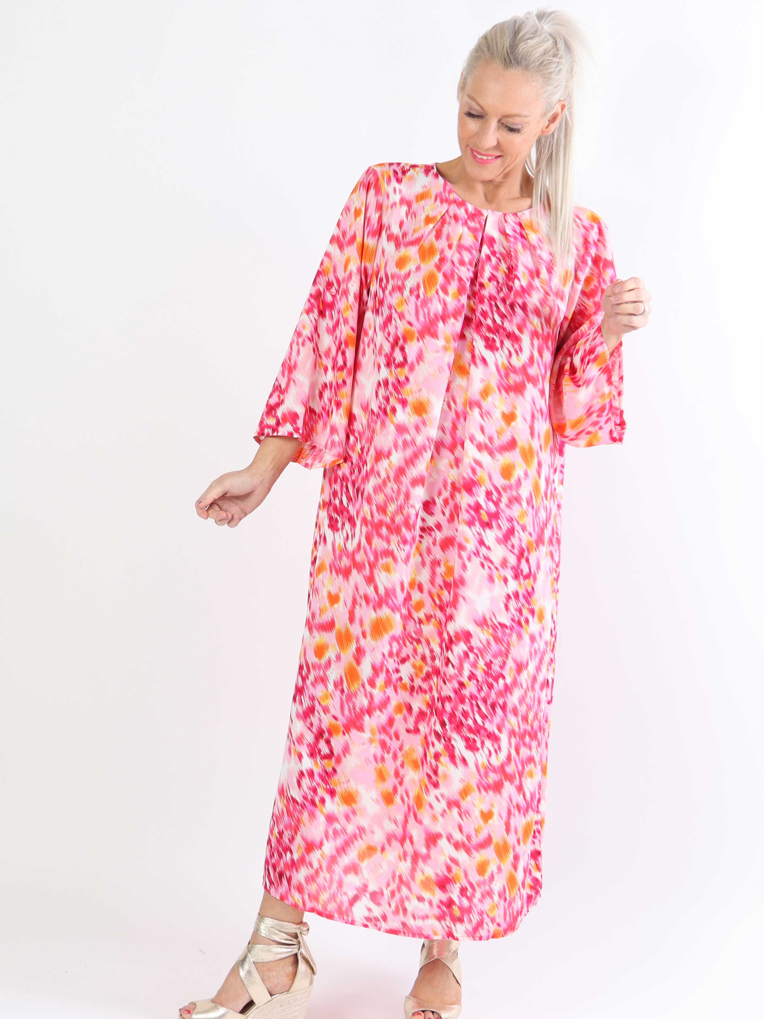 Gigi - Flerfarvet plussize mønstret tunikakjole