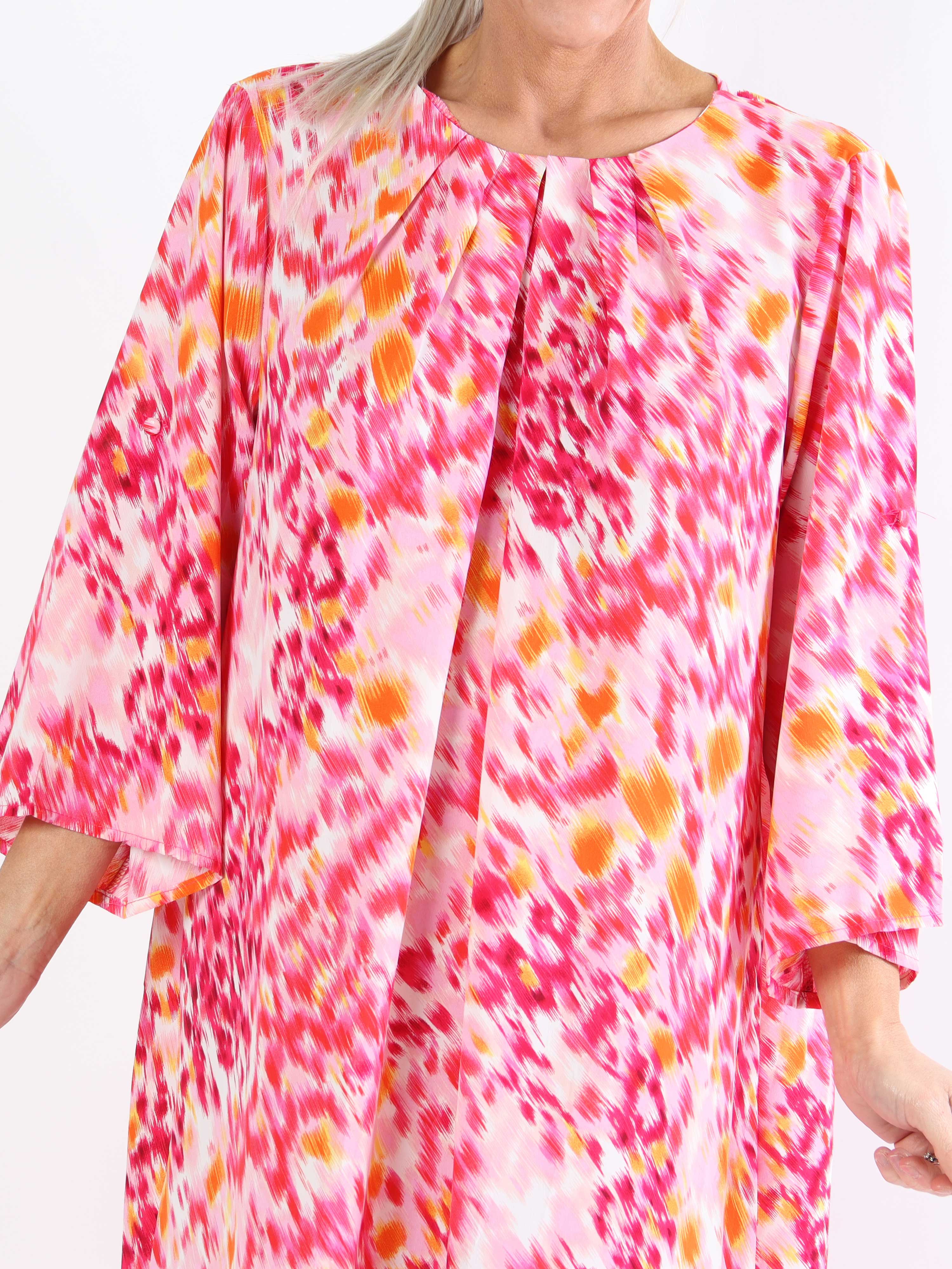 Gigi - Flerfarvet plussize mønstret tunikakjole