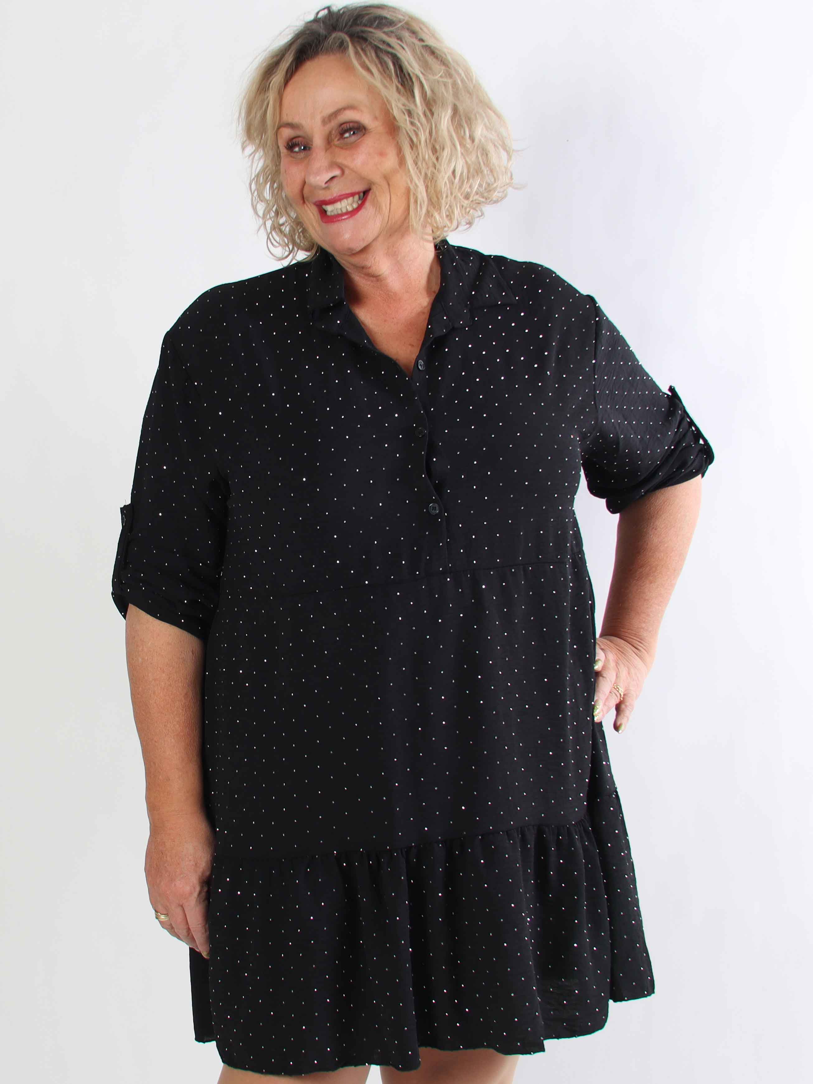 Gissele - Sød plus size kjole i viskose med fine similisten