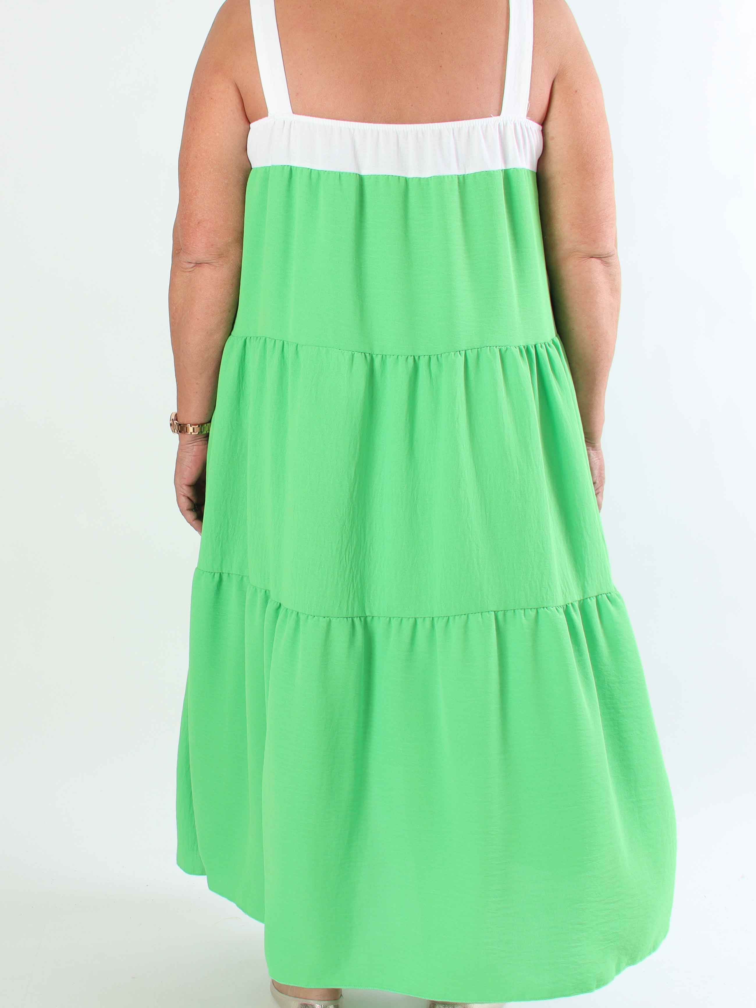 Glenna - Lang plus size kjole i viskose med hvide stropper