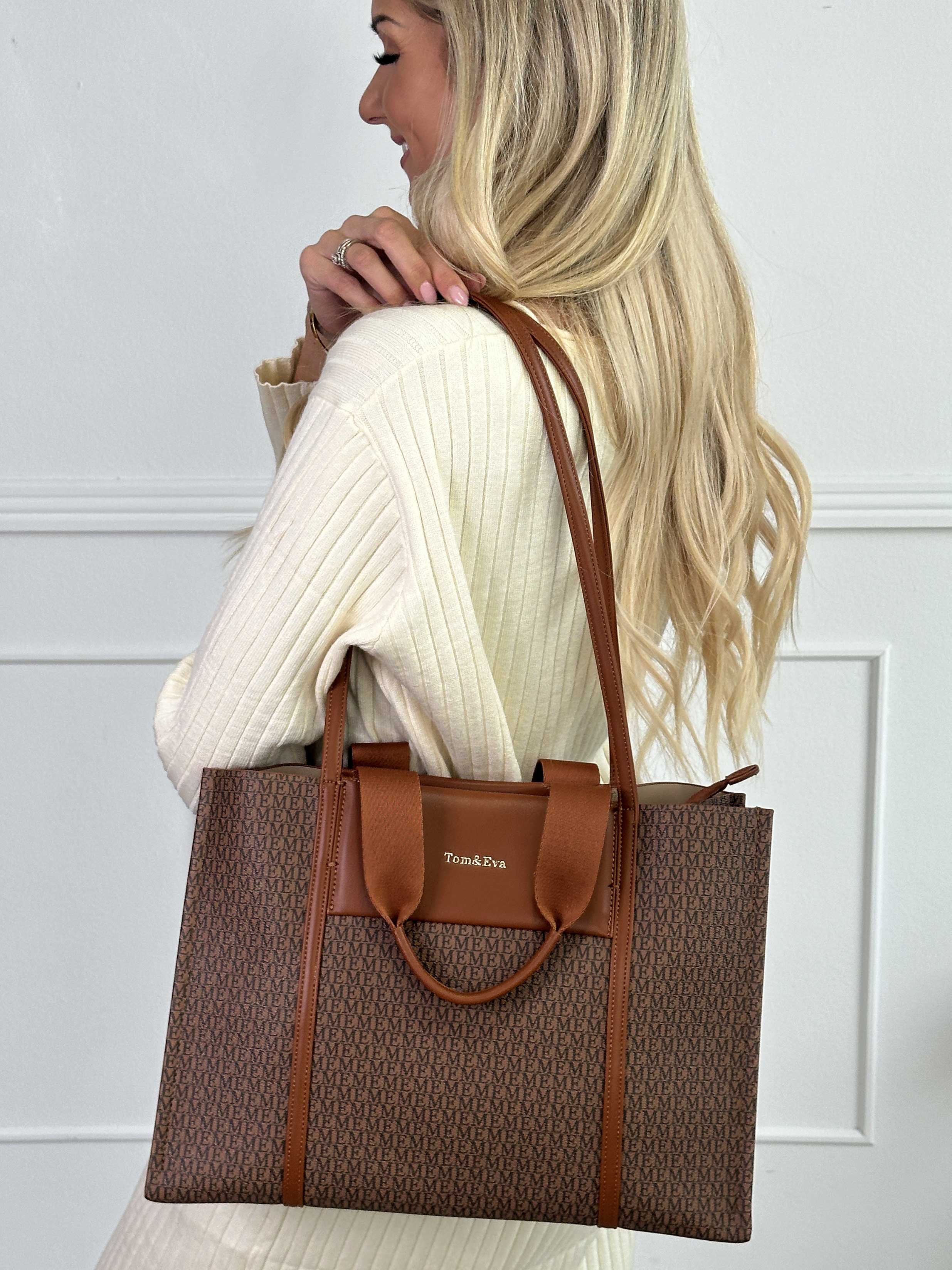 Guri - Brun mønstret shopper bag