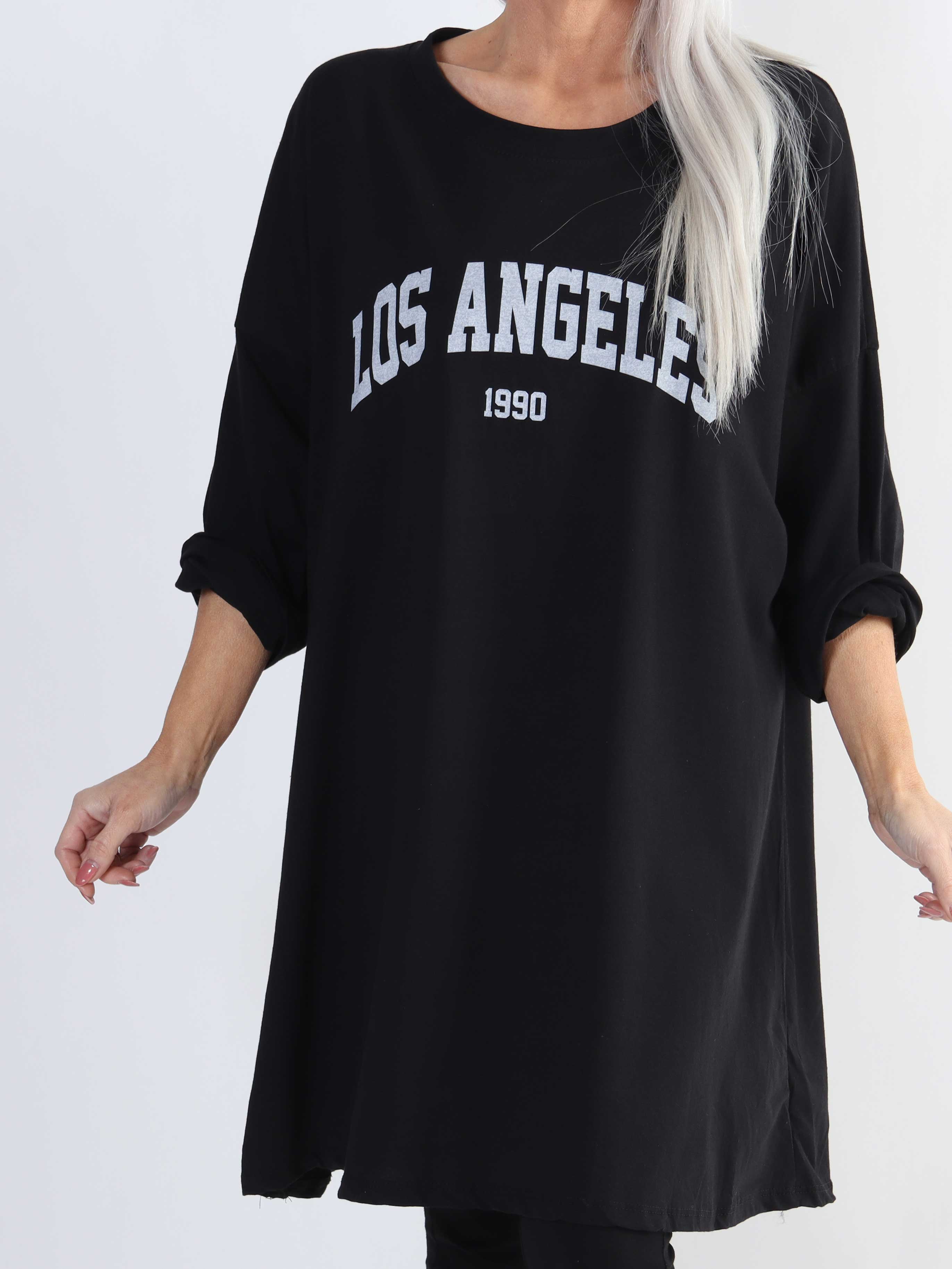 Haniya - Plus size joggingkjole i viskose med Los Angeles stående