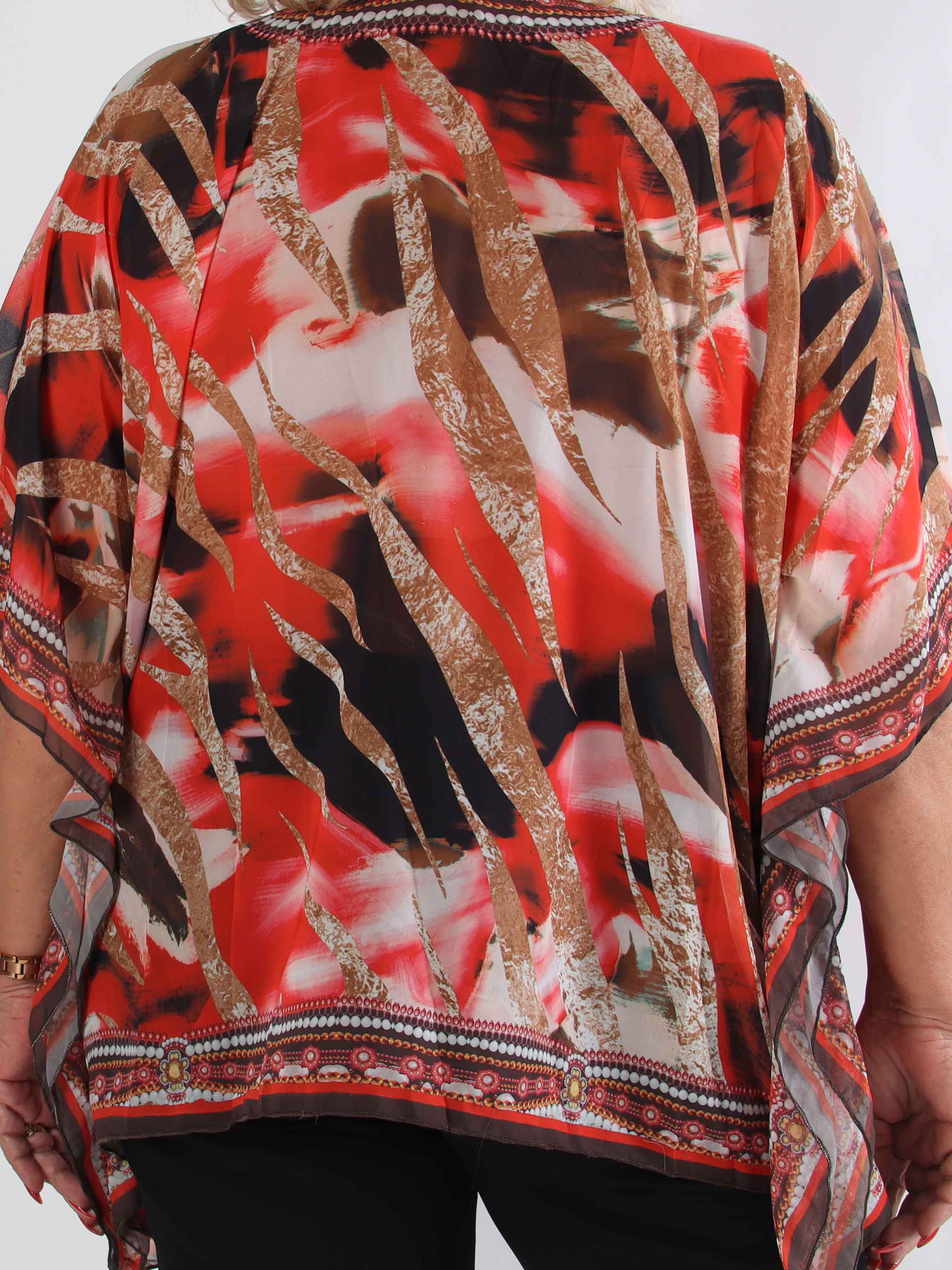 Harmonia - Mønstret plus size tunika i chiffon med similisten