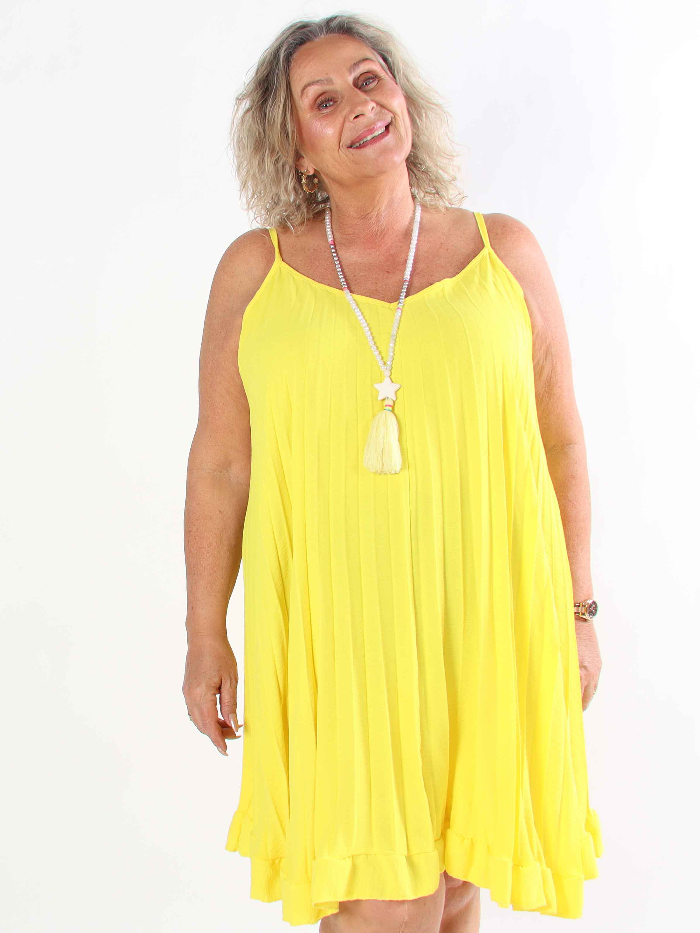 Harper - Plisseret viskose plus size stropkjole i a-facon