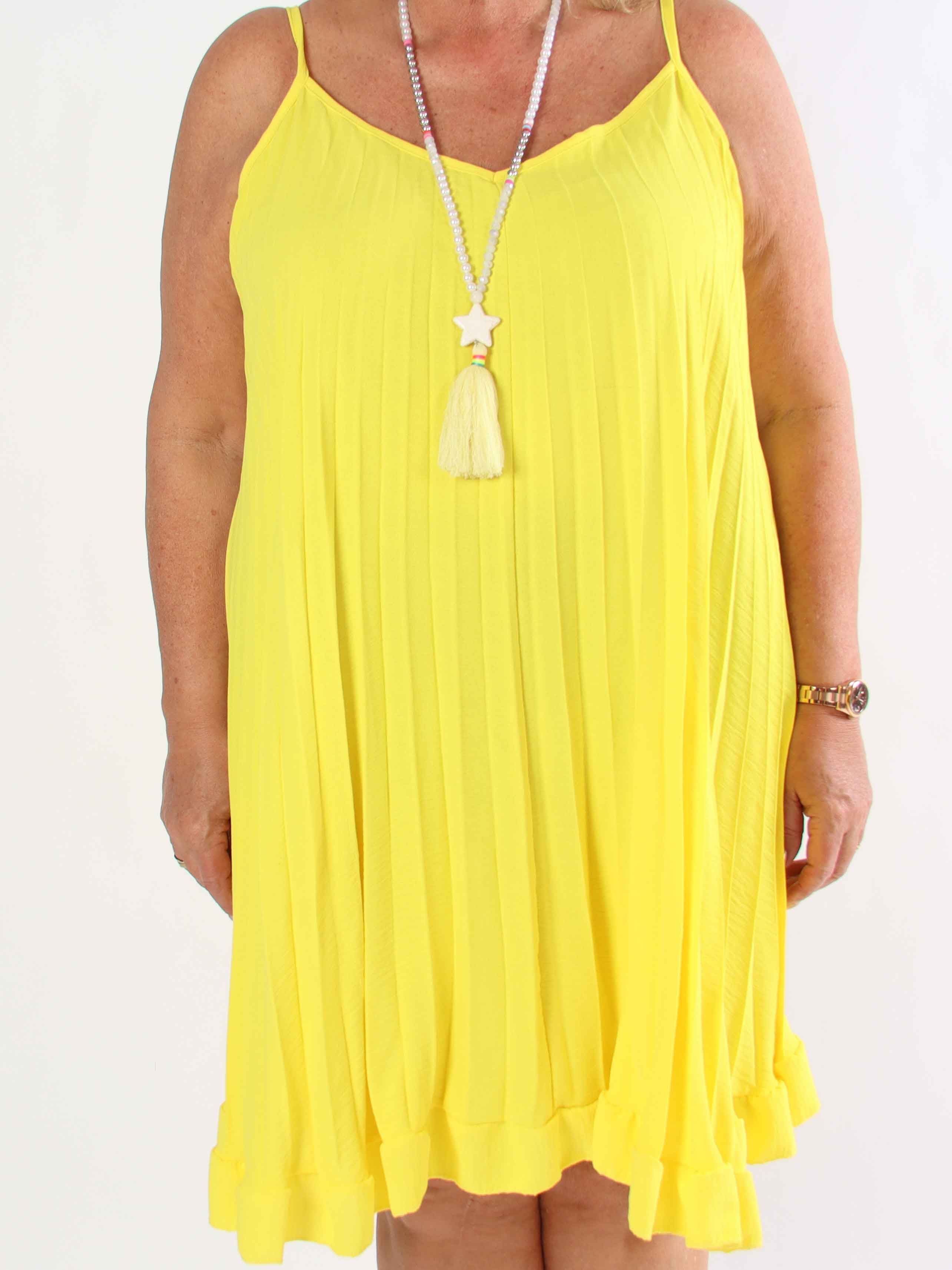 Harper - Plisseret viskose plus size stropkjole i a-facon