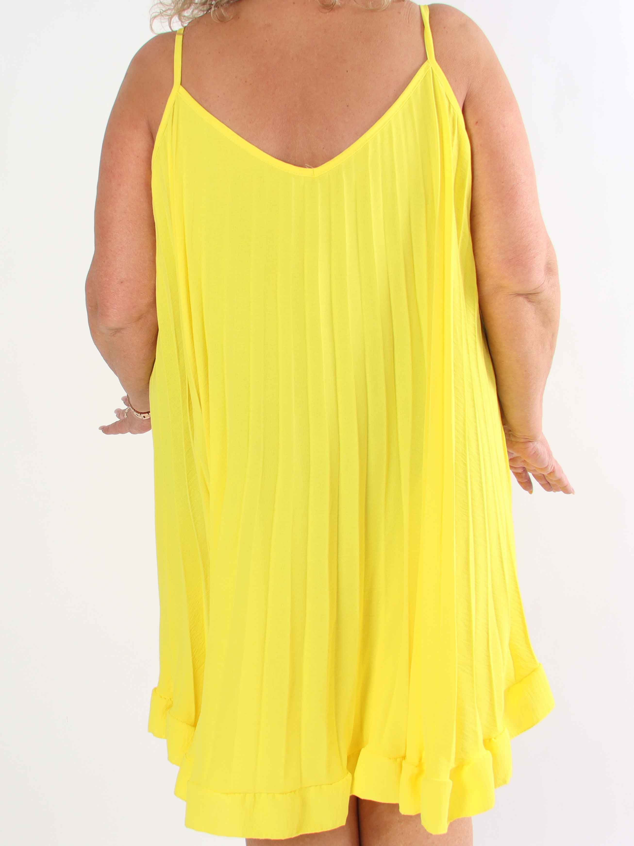 Harper - Plisseret viskose plus size stropkjole i a-facon