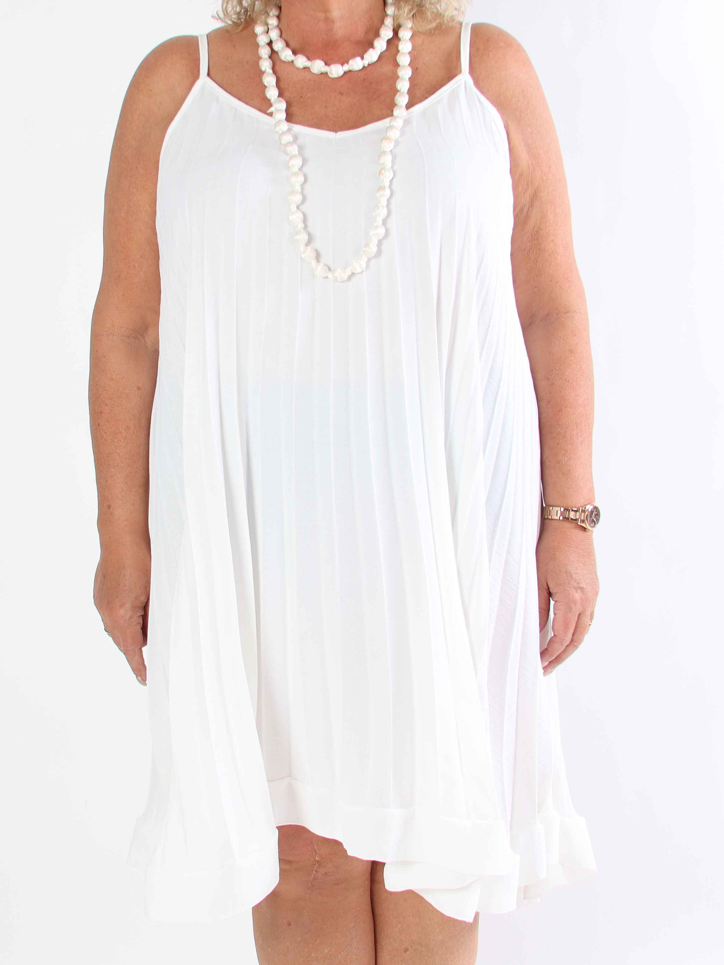 Harper - Plisseret viskose plus size stropkjole i a-facon