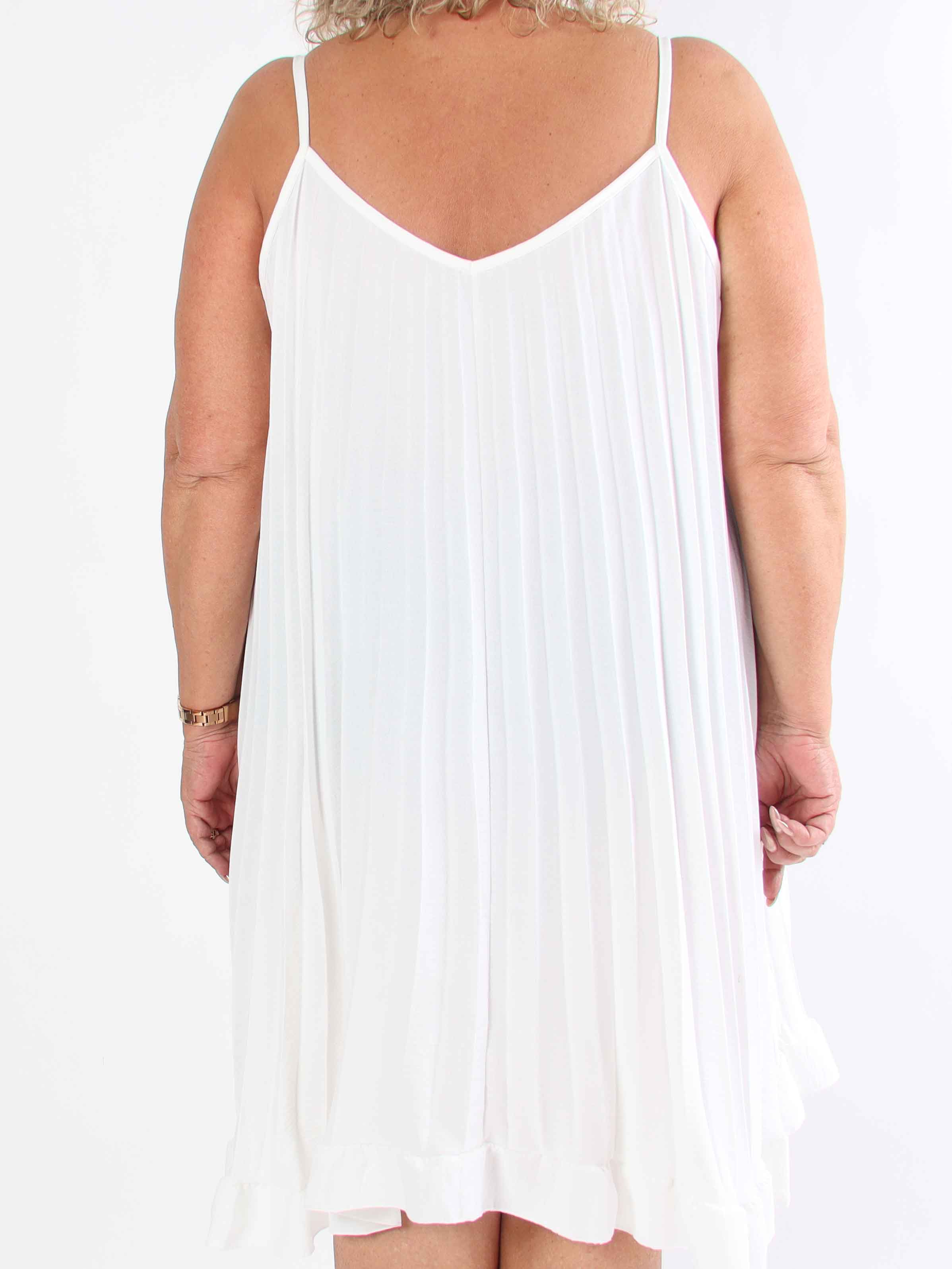 Harper - Plisseret viskose plus size stropkjole i a-facon