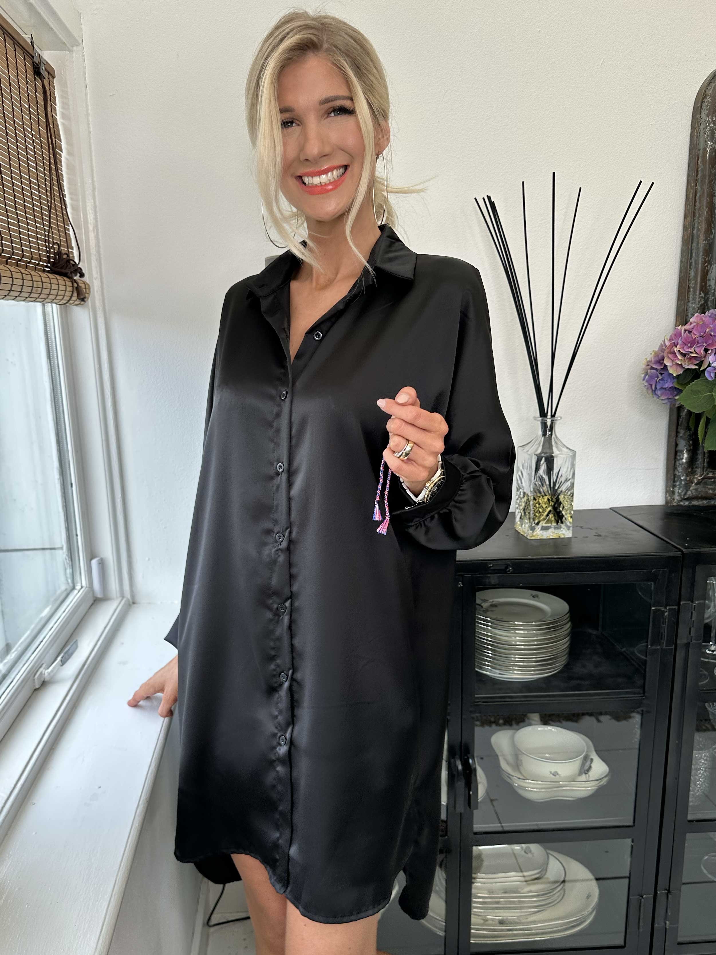 Hassel - Fin skjortekjole i silkelook