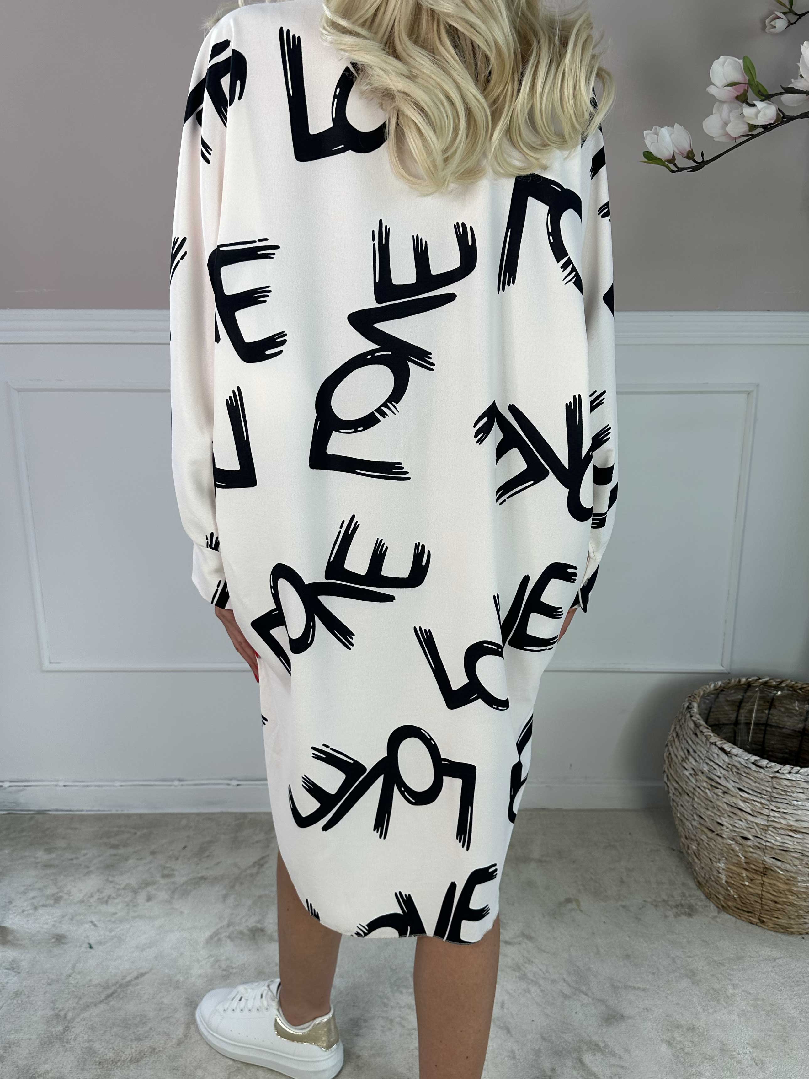 Havana - Skjortekjole med love stående og flagermusærmer