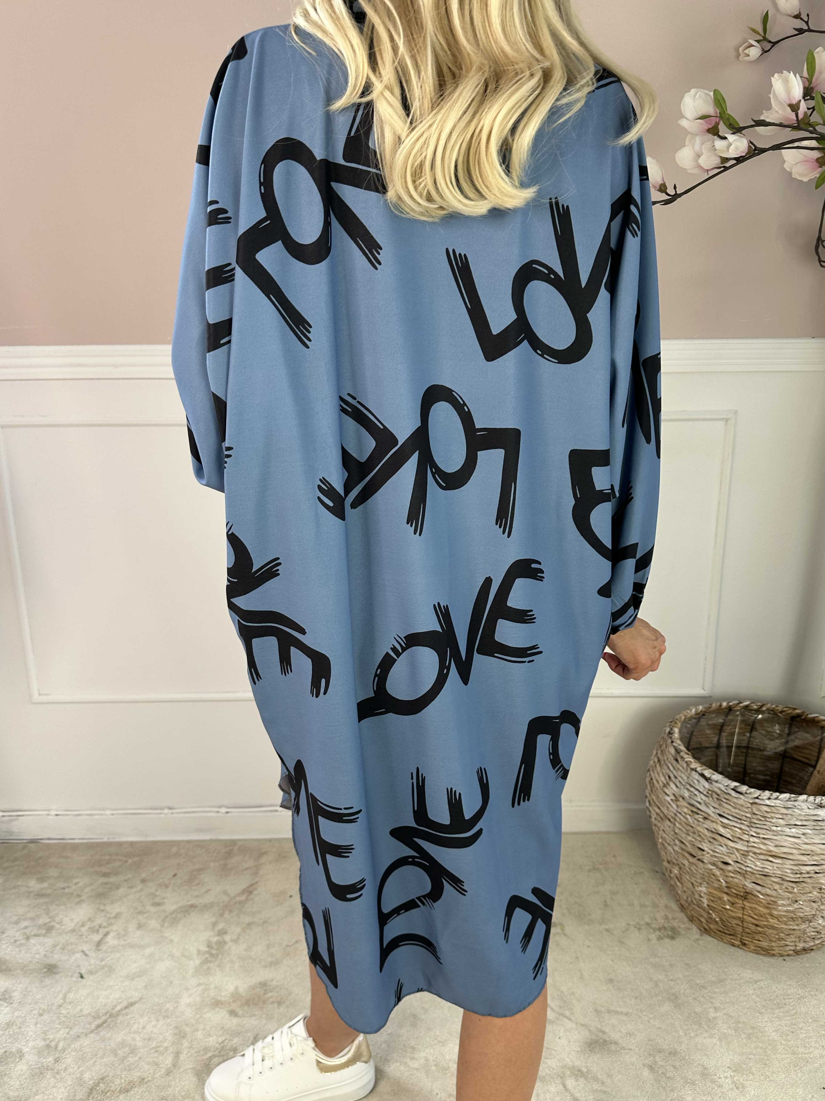 Havana - Skjortekjole med love stående og flagermusærmer