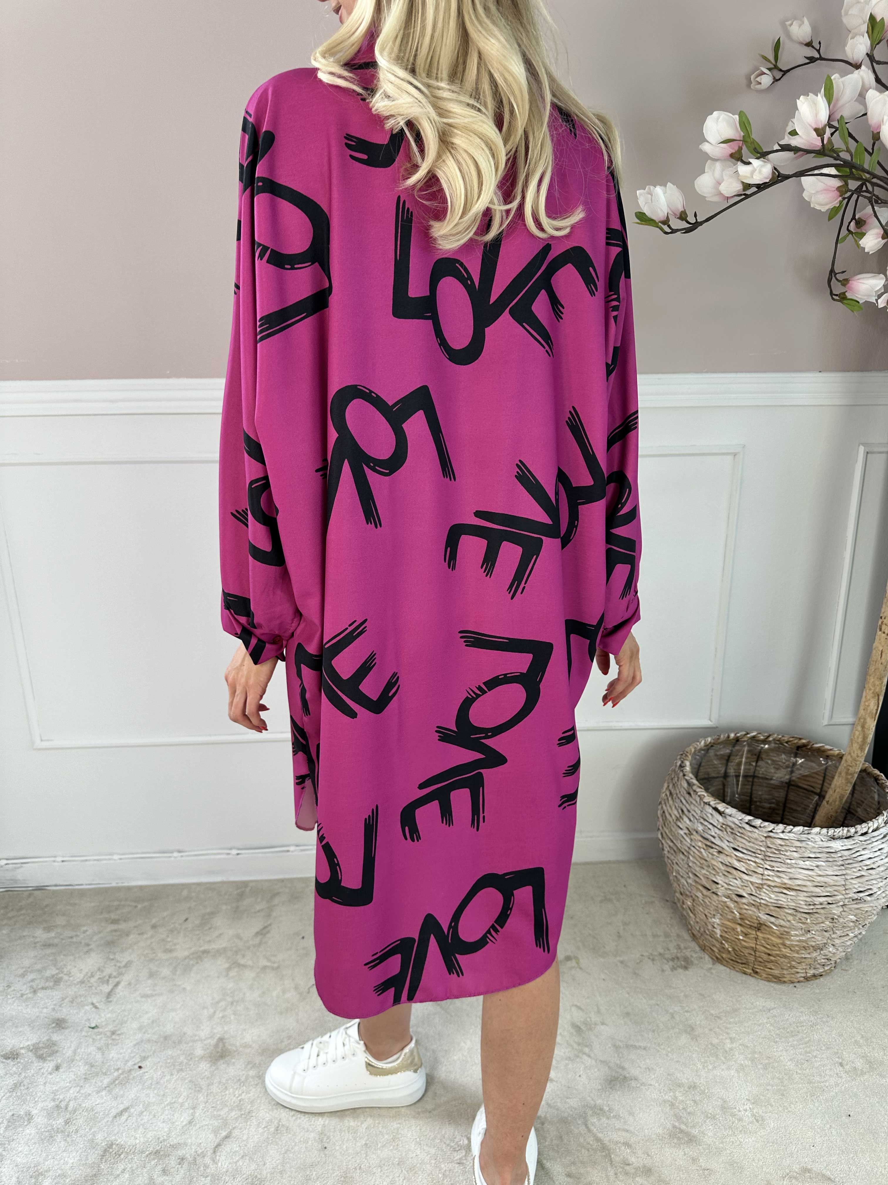 Havana - Skjortekjole med love stående og flagermusærmer