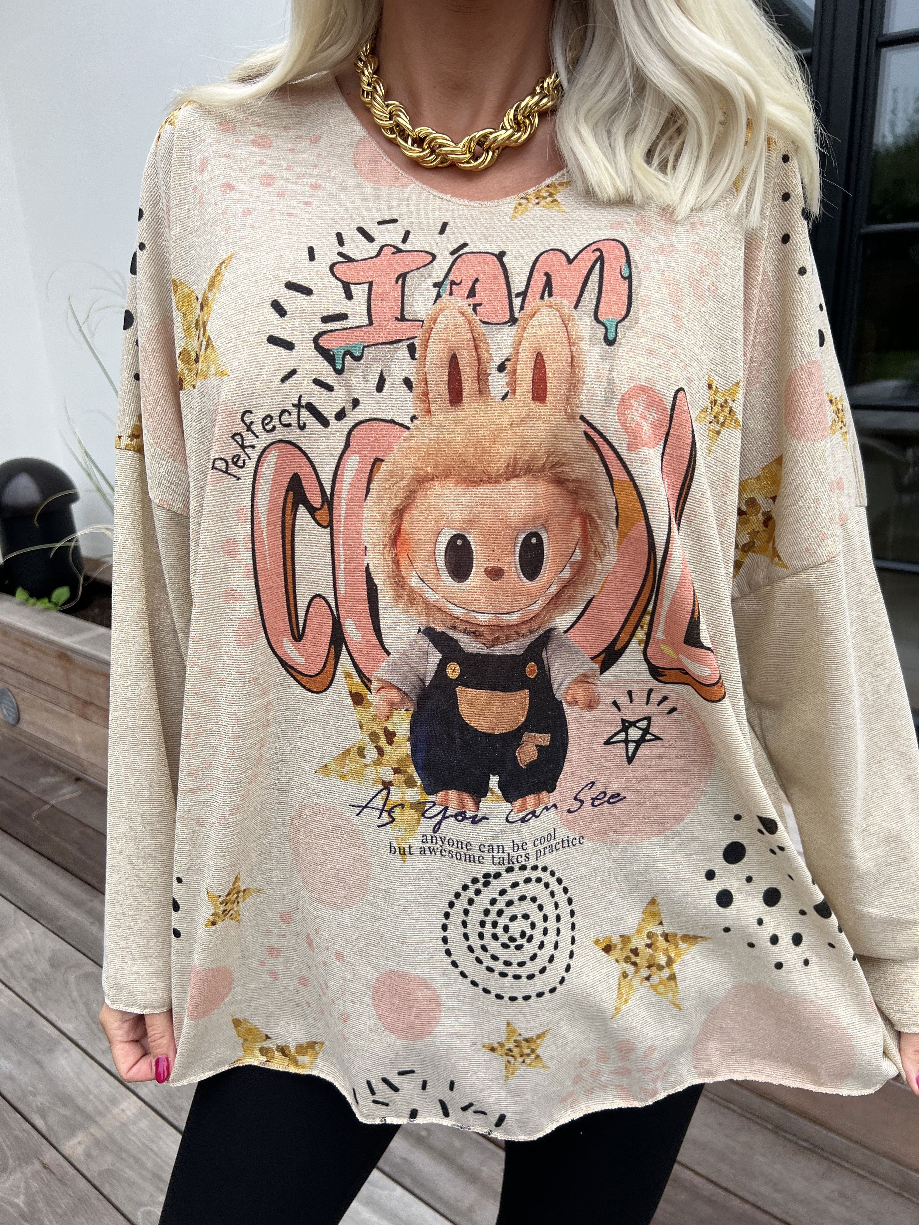 Hecate - Bluse med søde motiver og glimmertråde