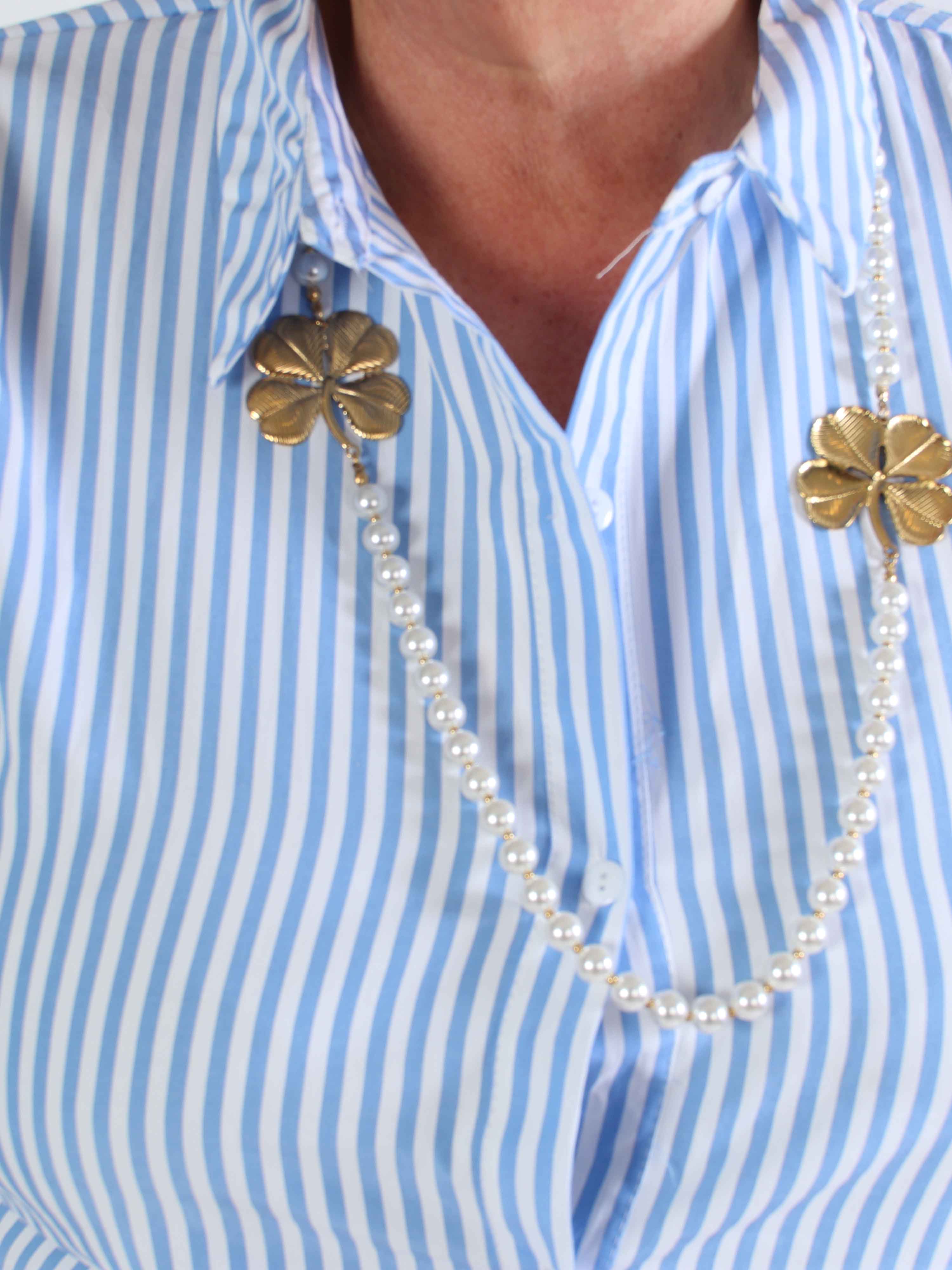 Hilma - Stribet skjortekjole i a-facon med bindebånd i livet