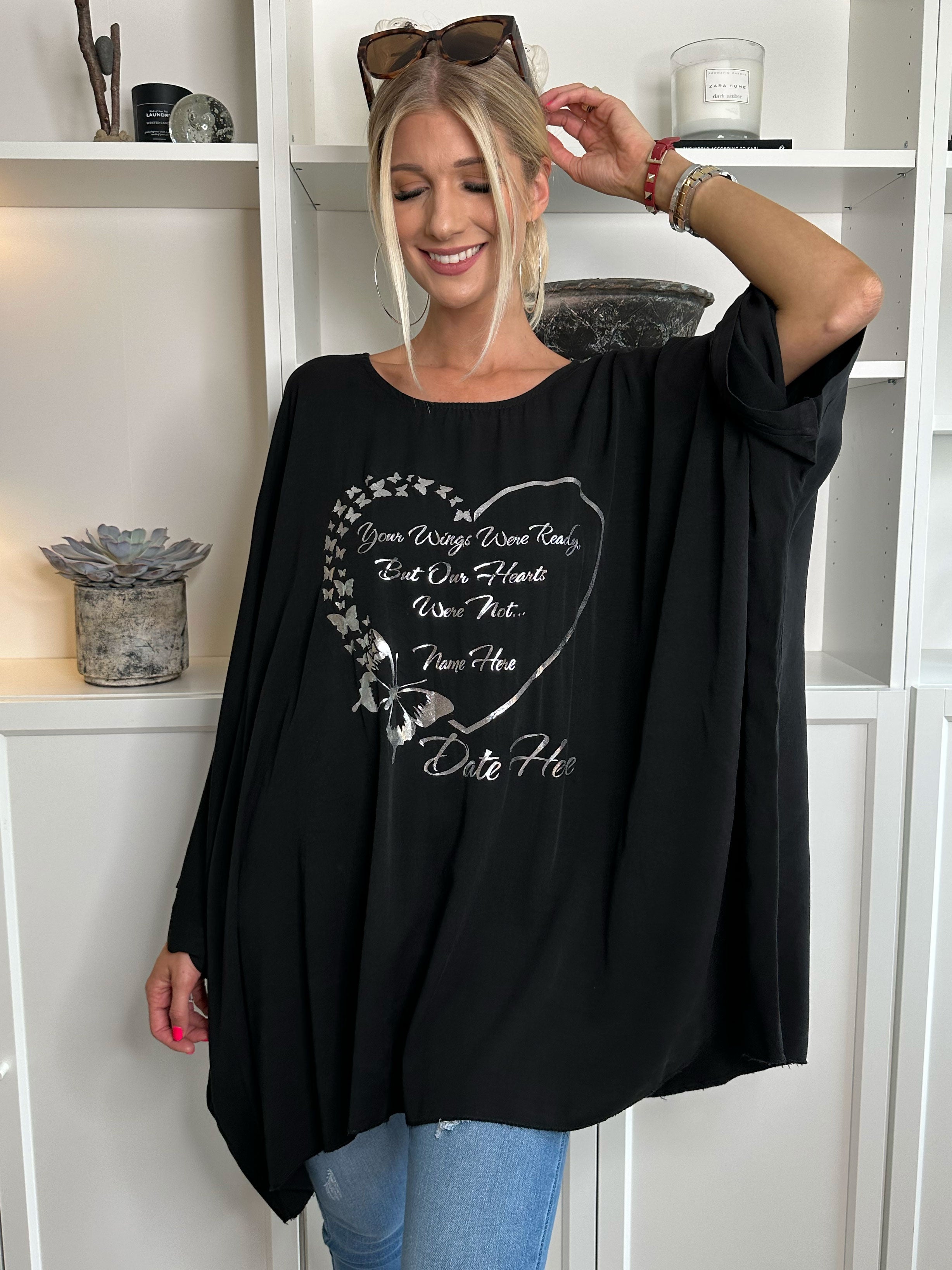 Hope Short - Cool oversize bluse med motiv foran