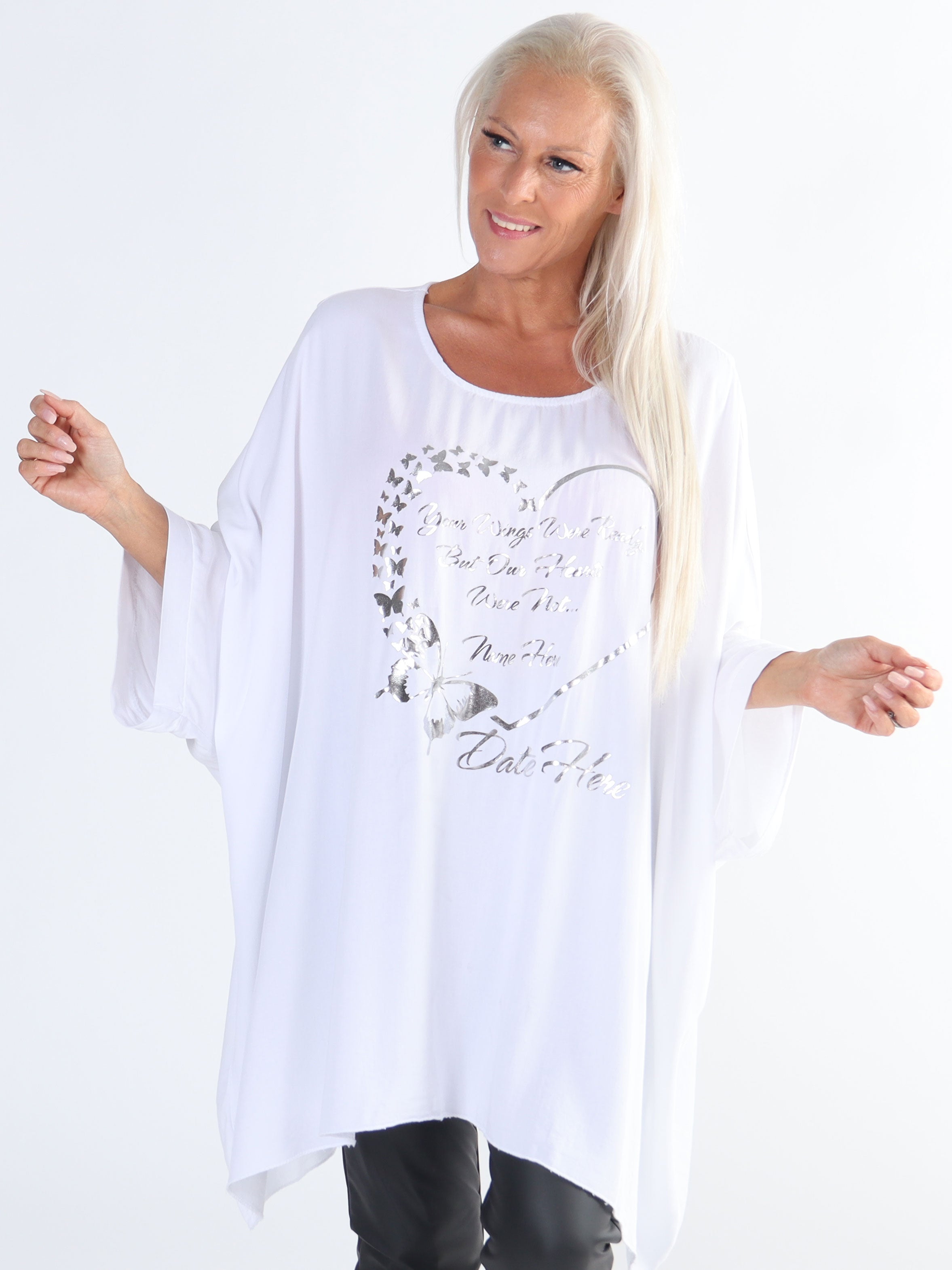 Hope Short - Cool plus size bluse med motiv foran