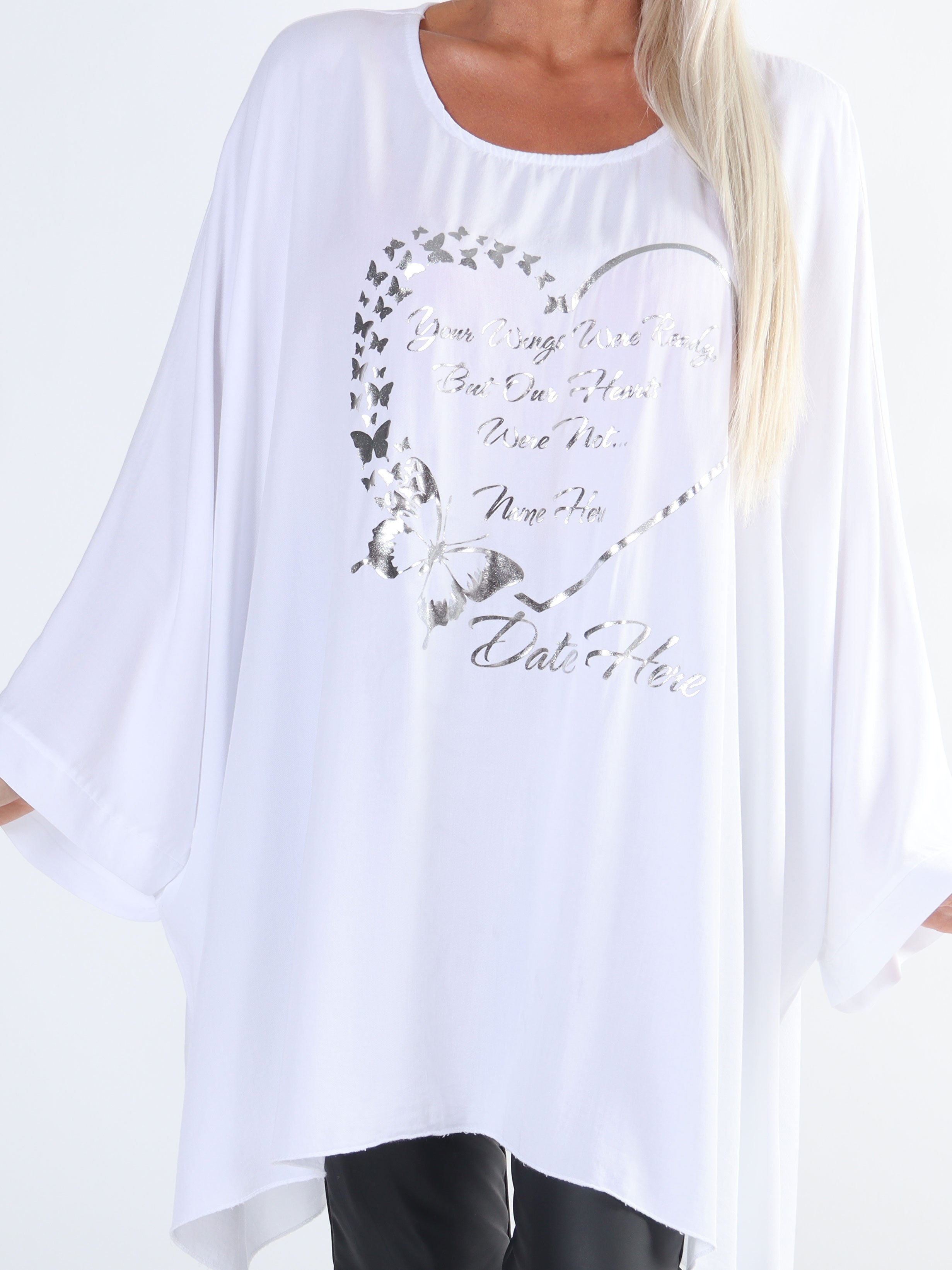 Hope Short - Cool plus size bluse med motiv foran