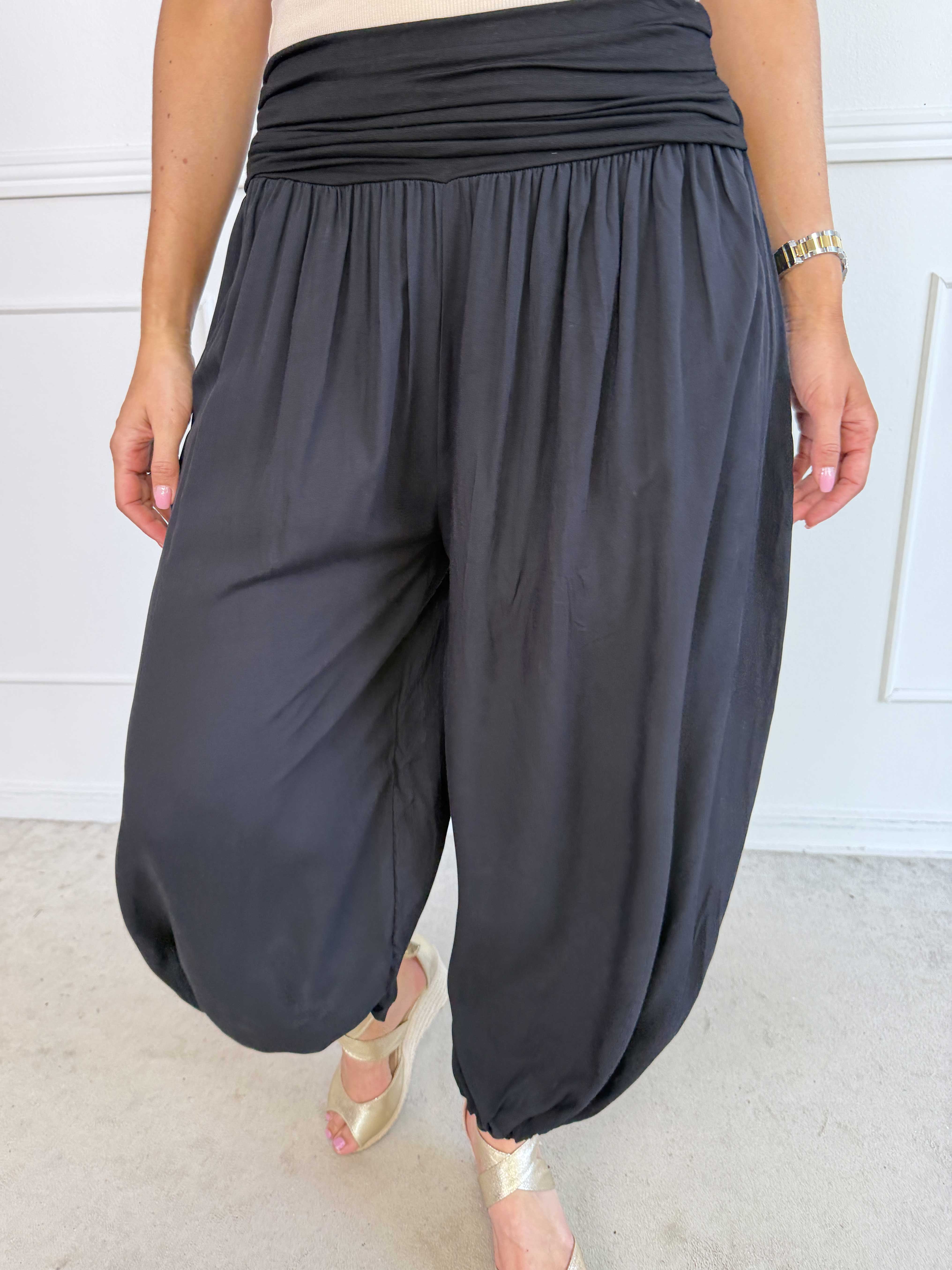 Lava - Plus size haremsbukser i viskose med elastikkant i livet