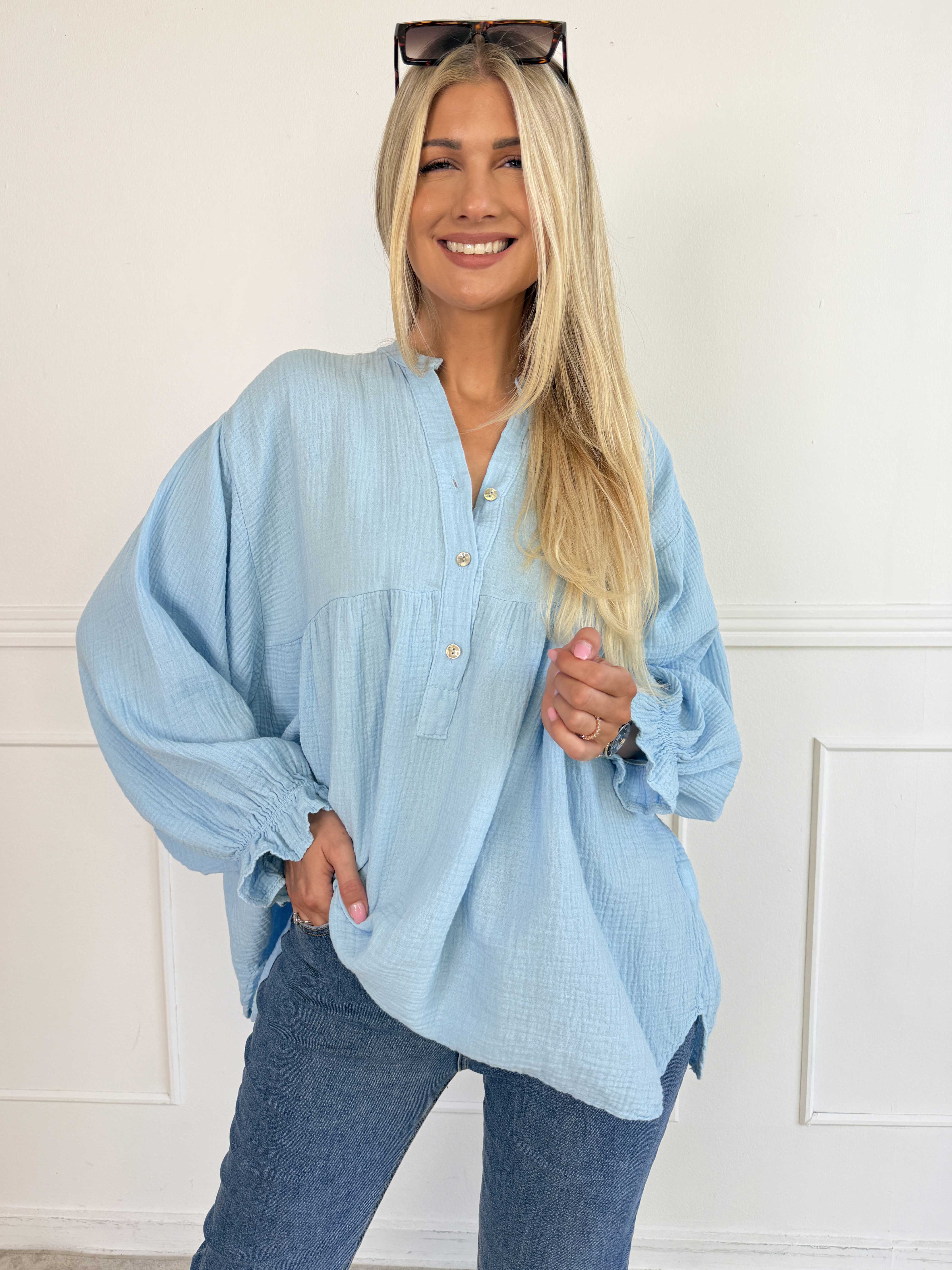 Diva Plain - Plus size tunikaskjorte i blødt musselin-stof