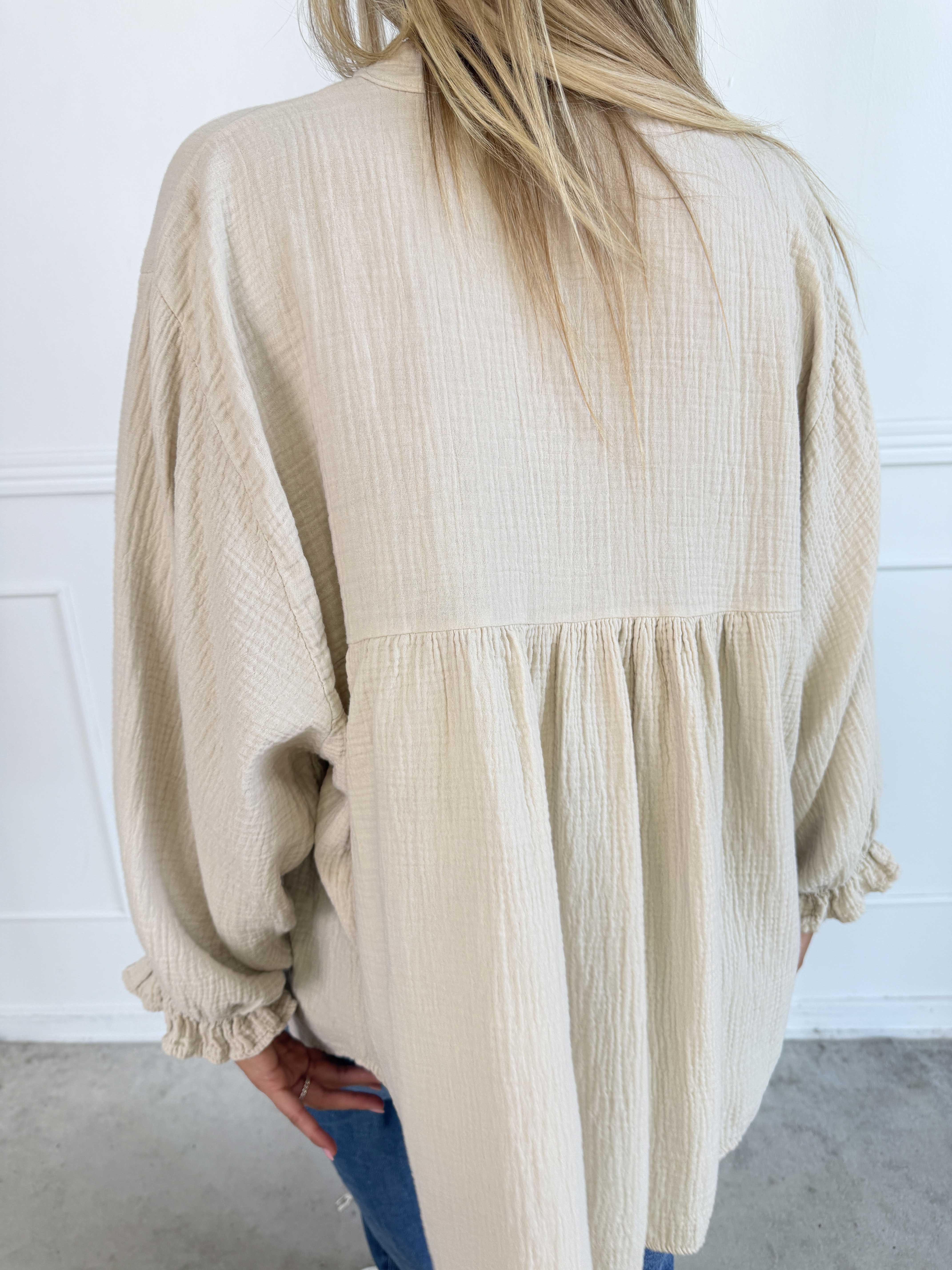 Diva Plain - Plus size tunikaskjorte i blødt musselin-stof