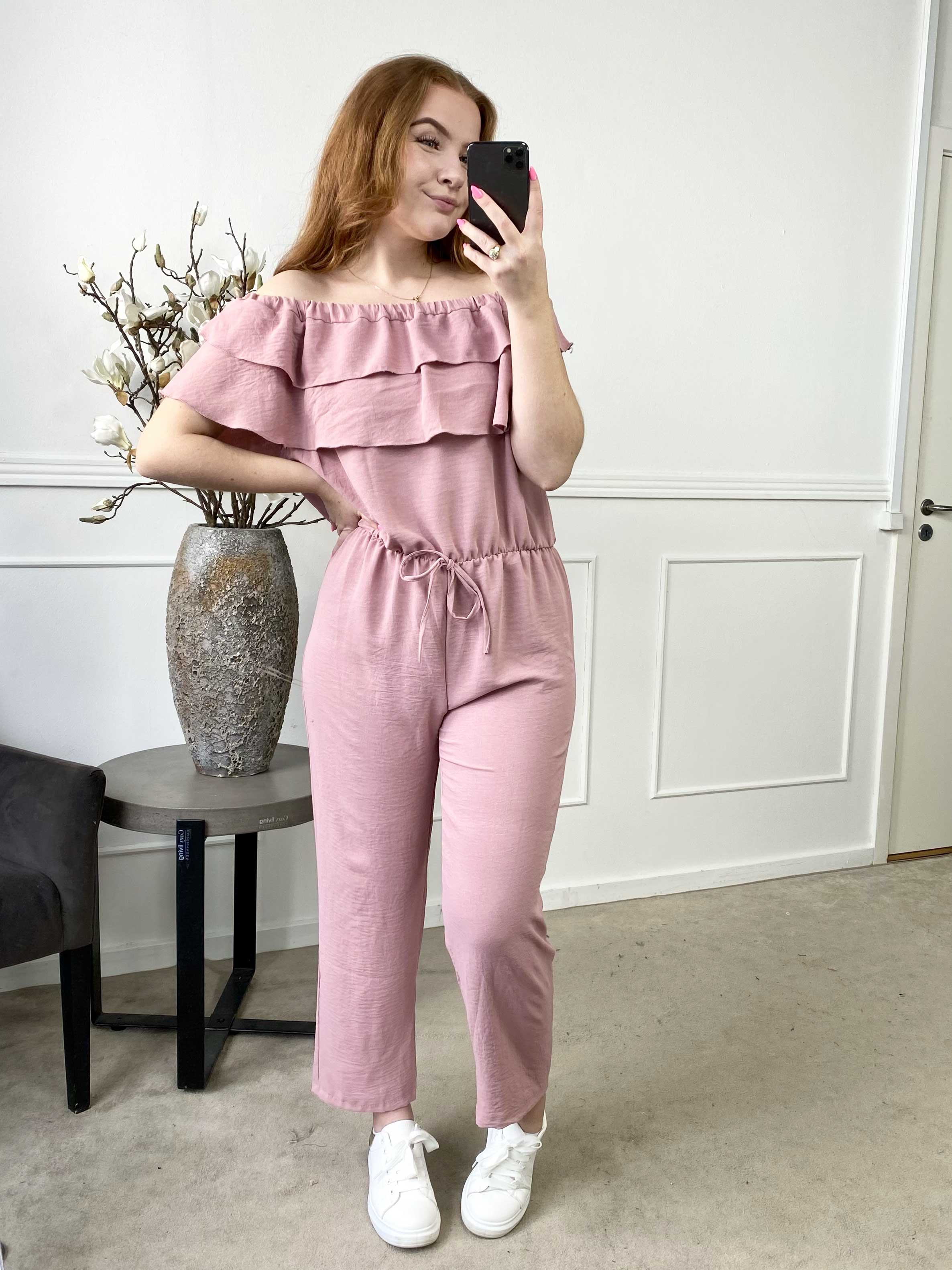 Loulou - Buksedragt med flæser og elastikkant