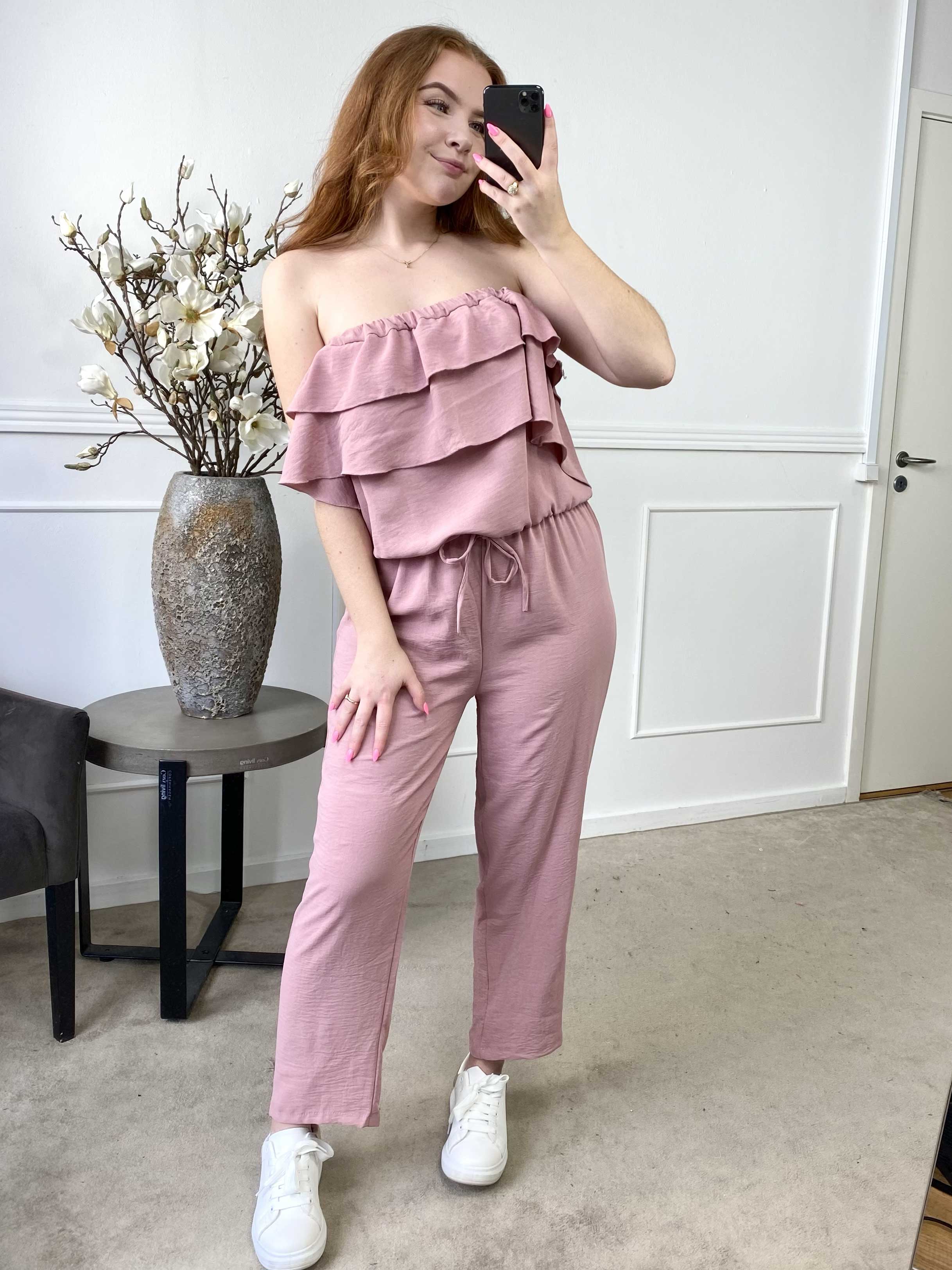 Loulou - Buksedragt med flæser og elastikkant