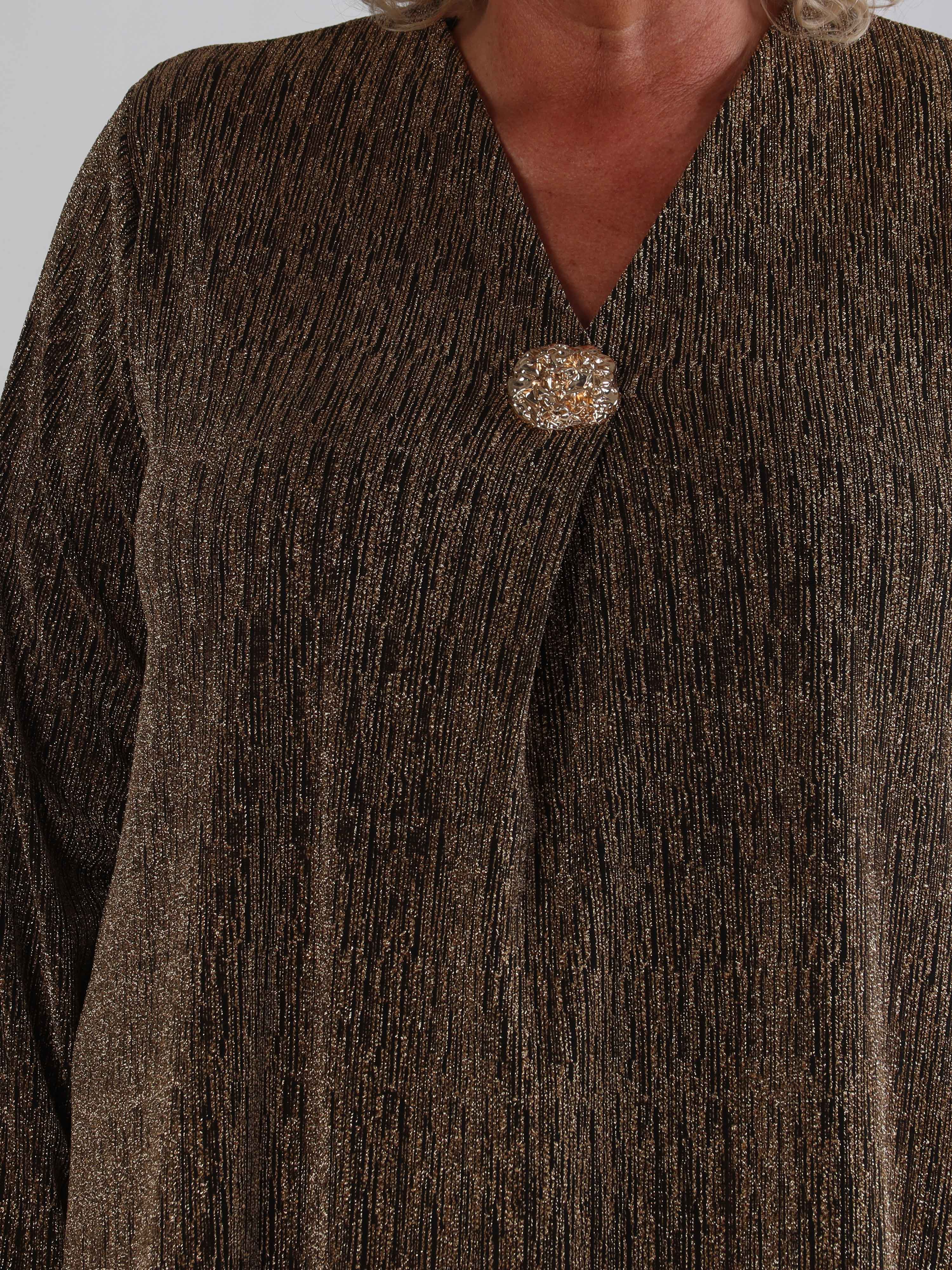 Noelia - Plus size kjole med glimmertråde og guld broche