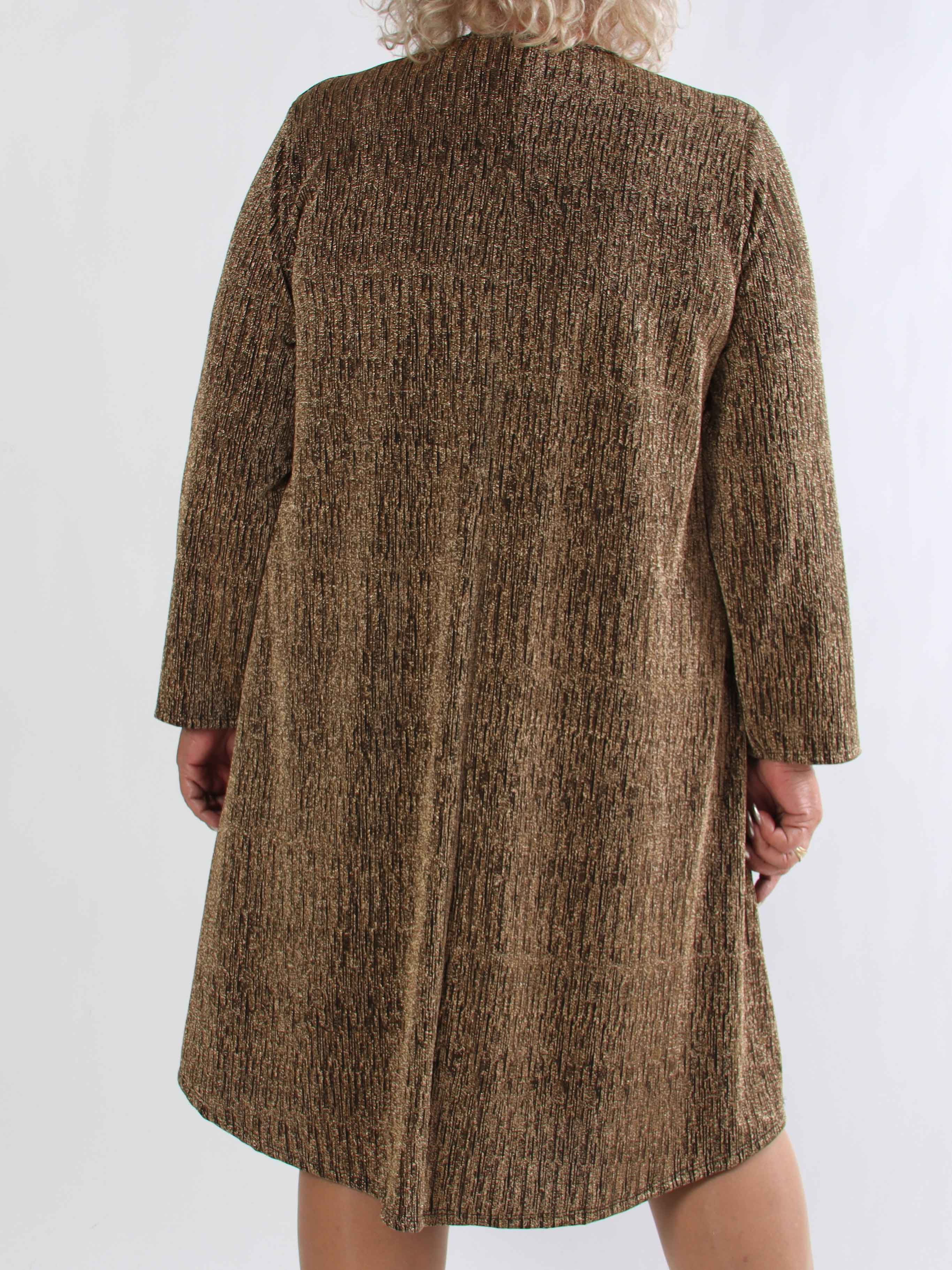 Noelia - Plus size kjole med glimmertråde og guld broche