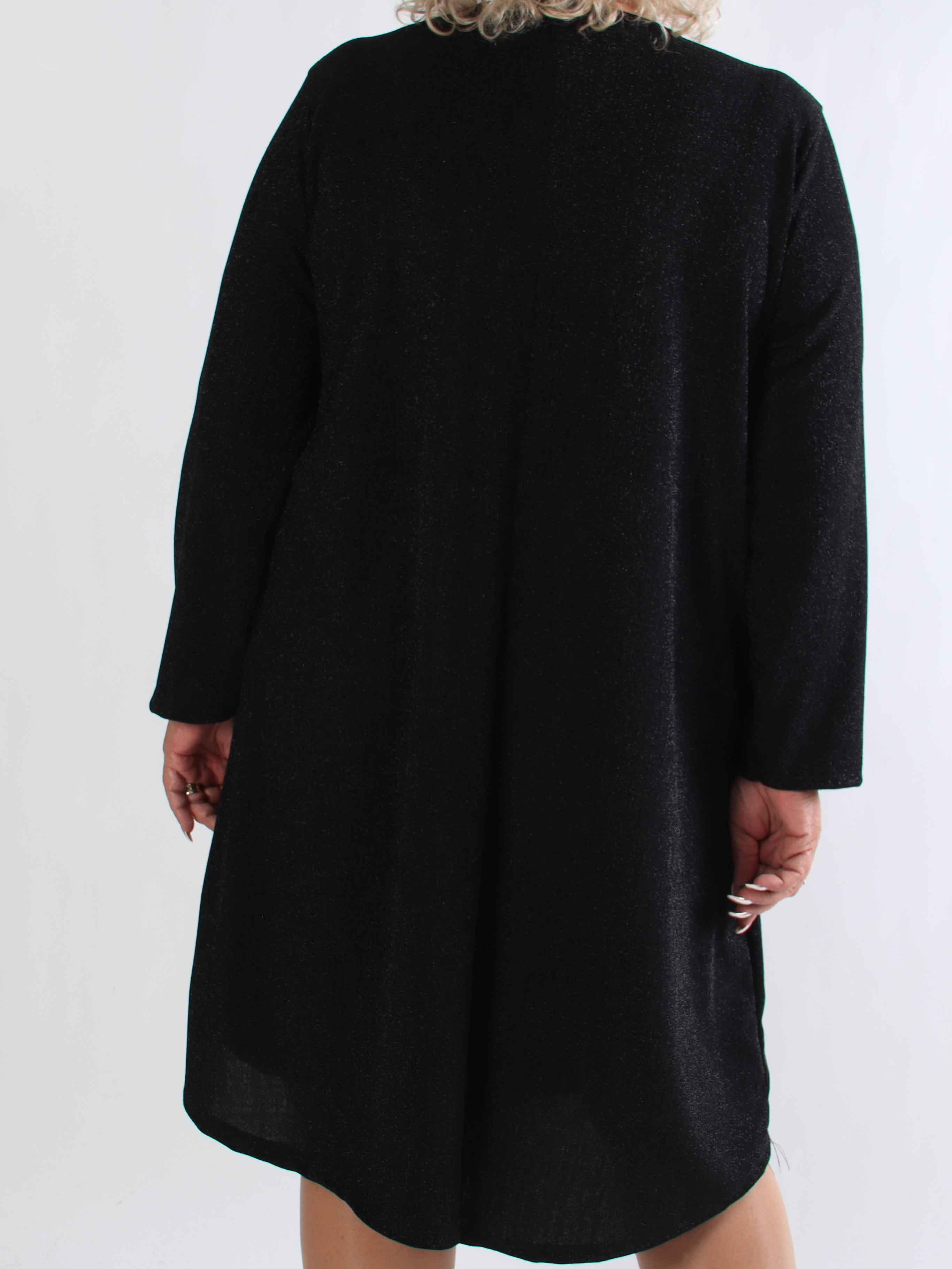 Noelia - Plus size kjole med glimmertråde og guld broche