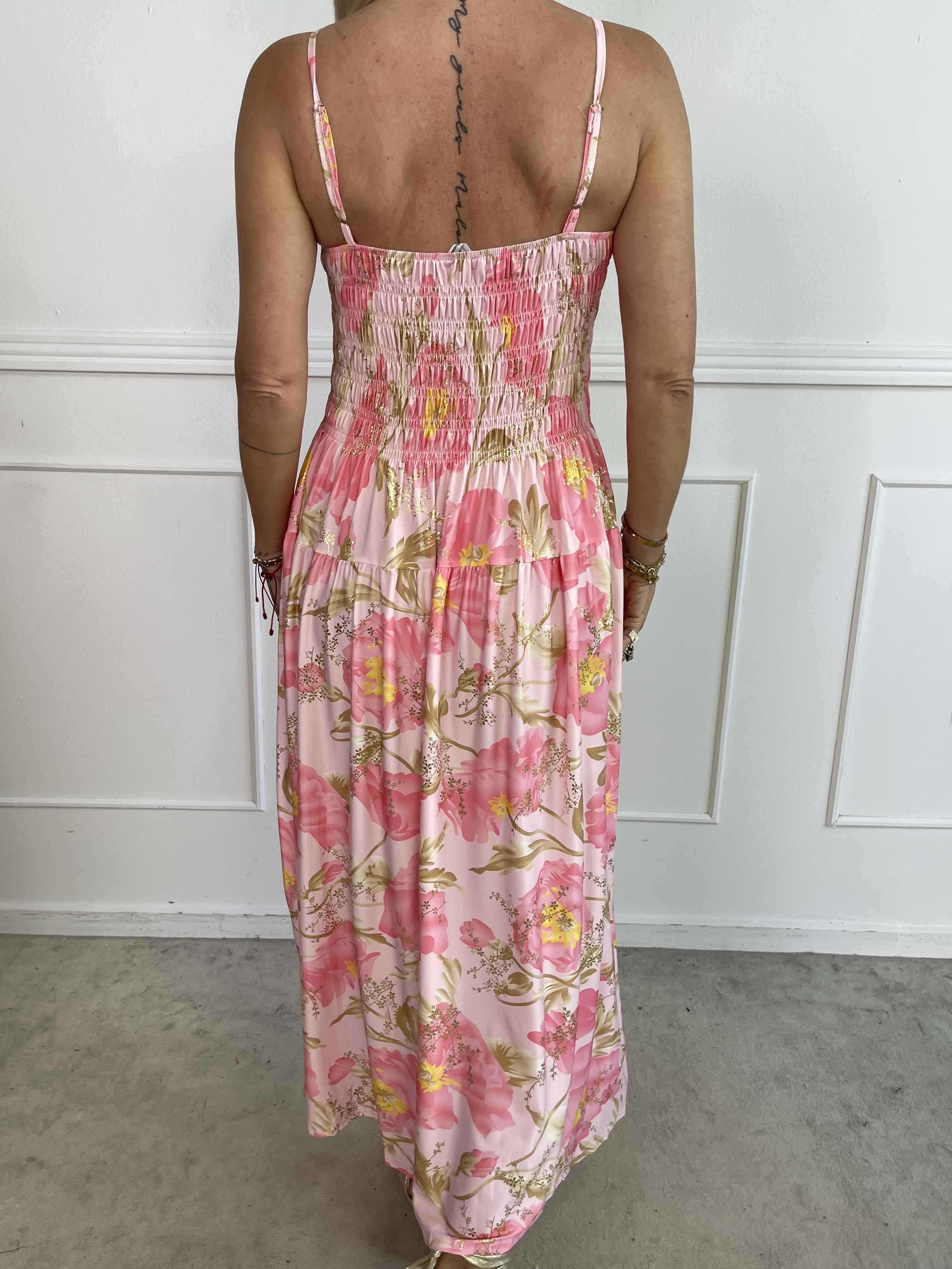 Maira Botanic - Sød elastisk stropkjole med blomsterprint og smock