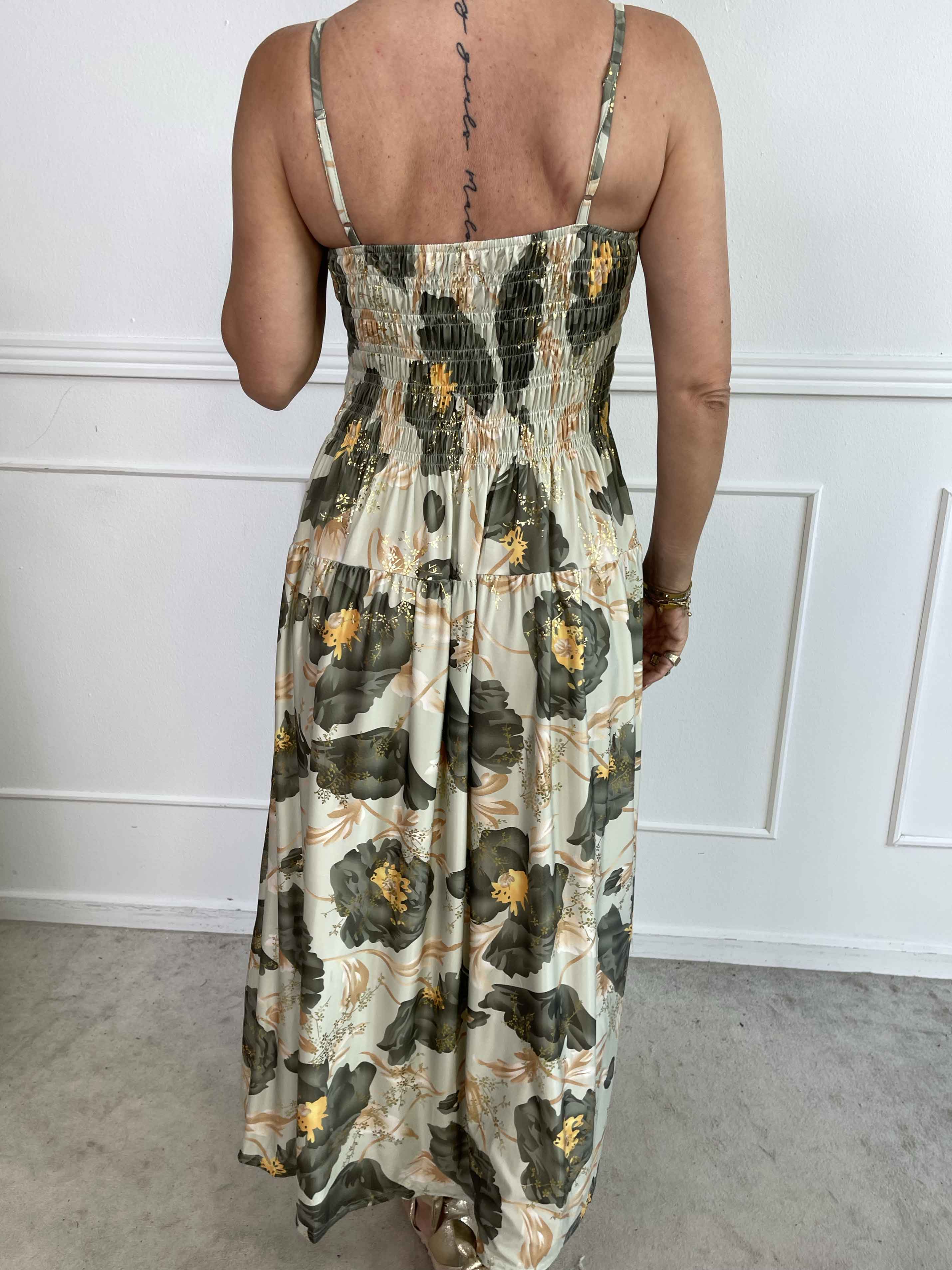 Maira Botanic - Sød elastisk stropkjole med blomsterprint og smock