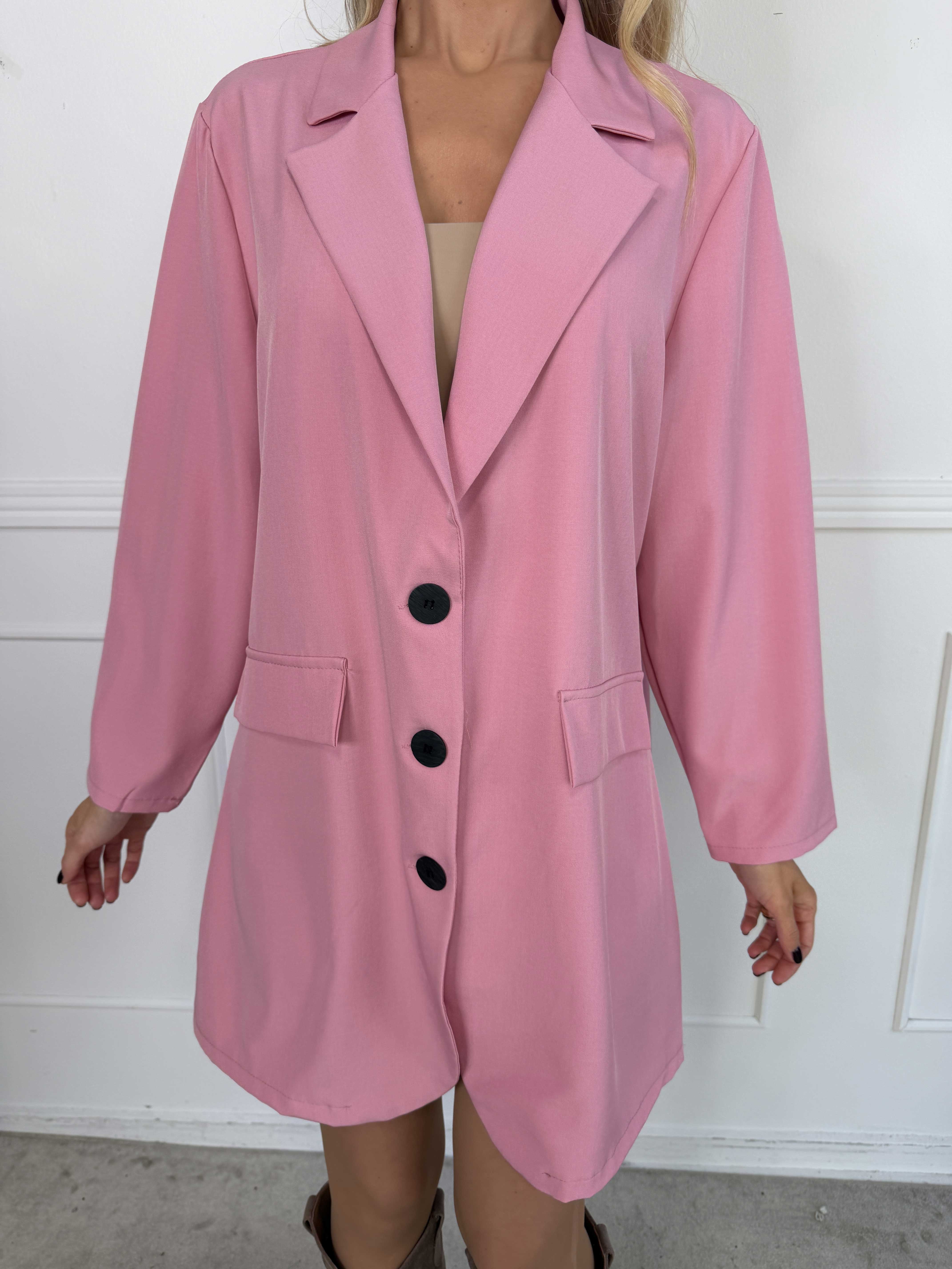 Lanthe Long Plain - Lang ensfarvet blazer