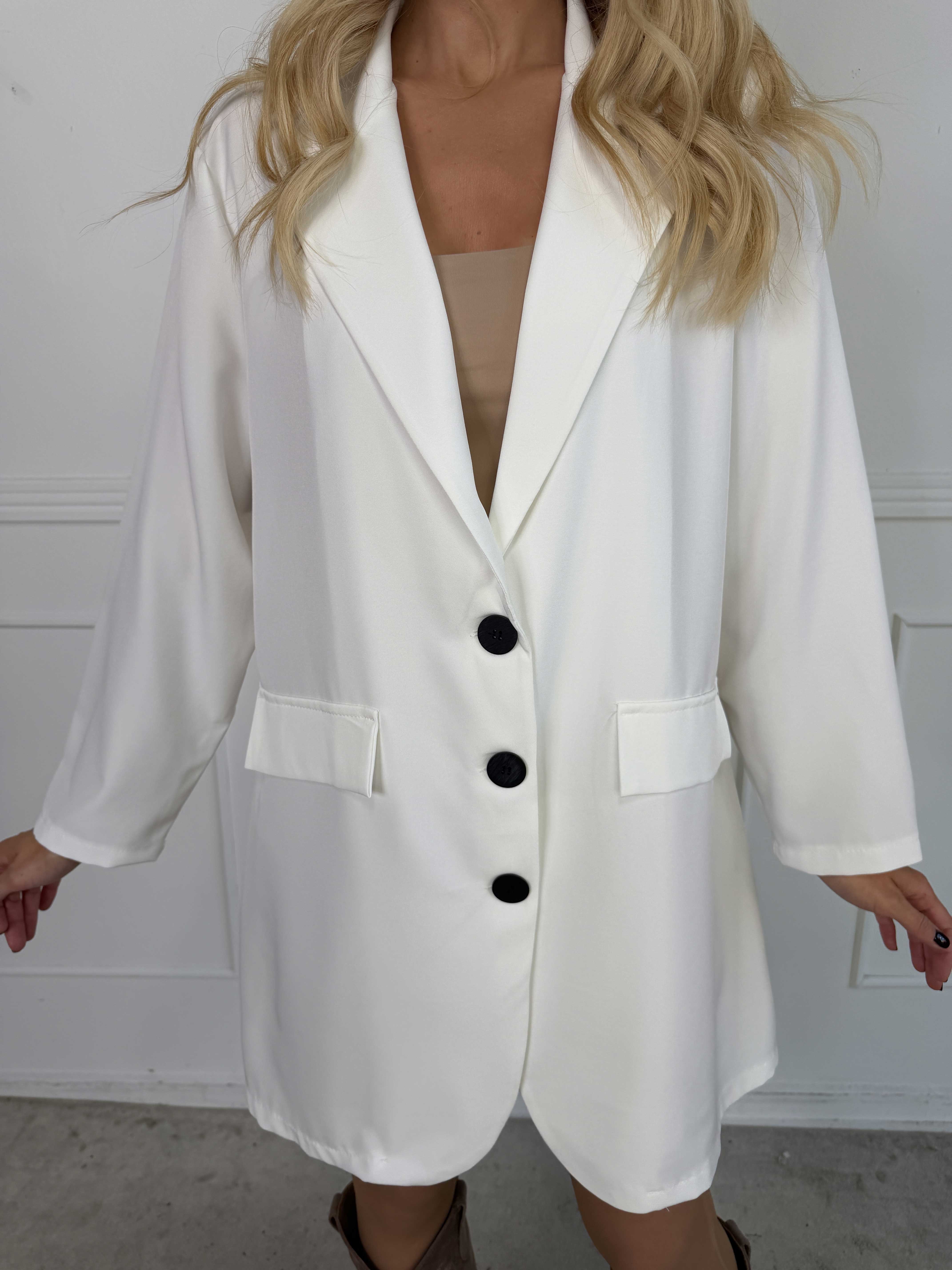 Lanthe Long Plain - Lang ensfarvet blazer