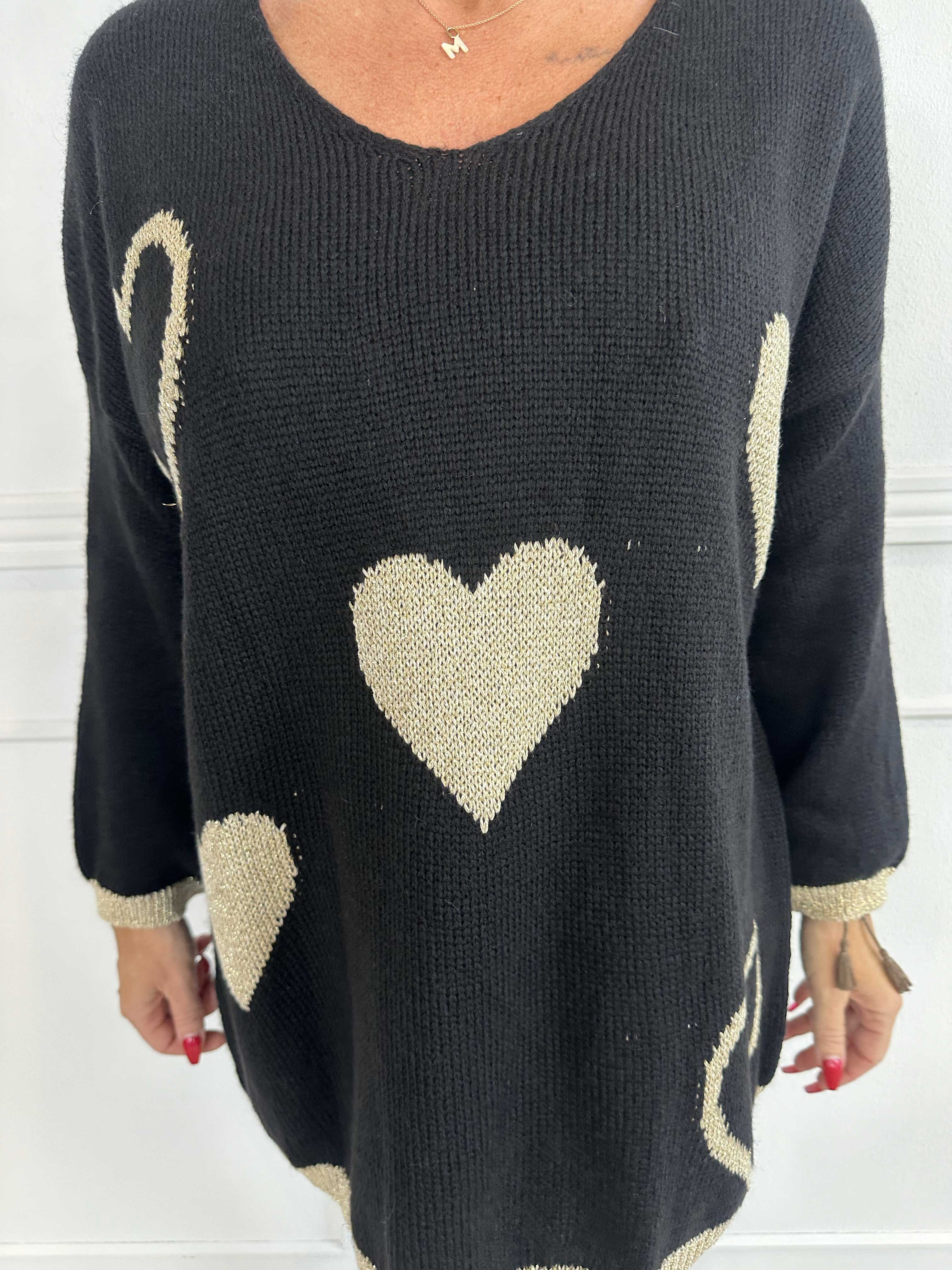 Martine - Sød strik med uld og guld hjerter