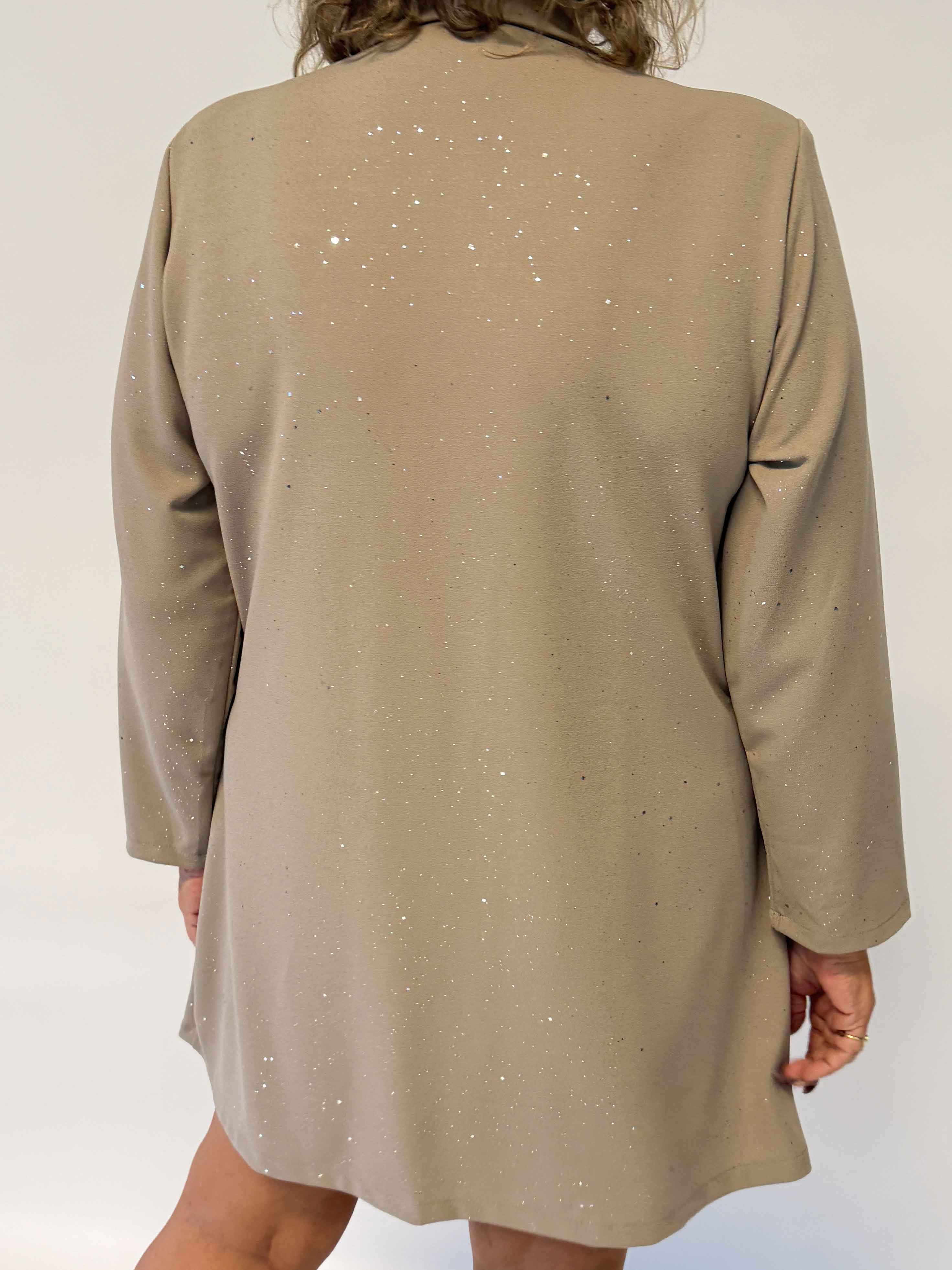 Medea Long - Elegant plus size blazer med fint glimmerstøv, der giver et eksklusivt look