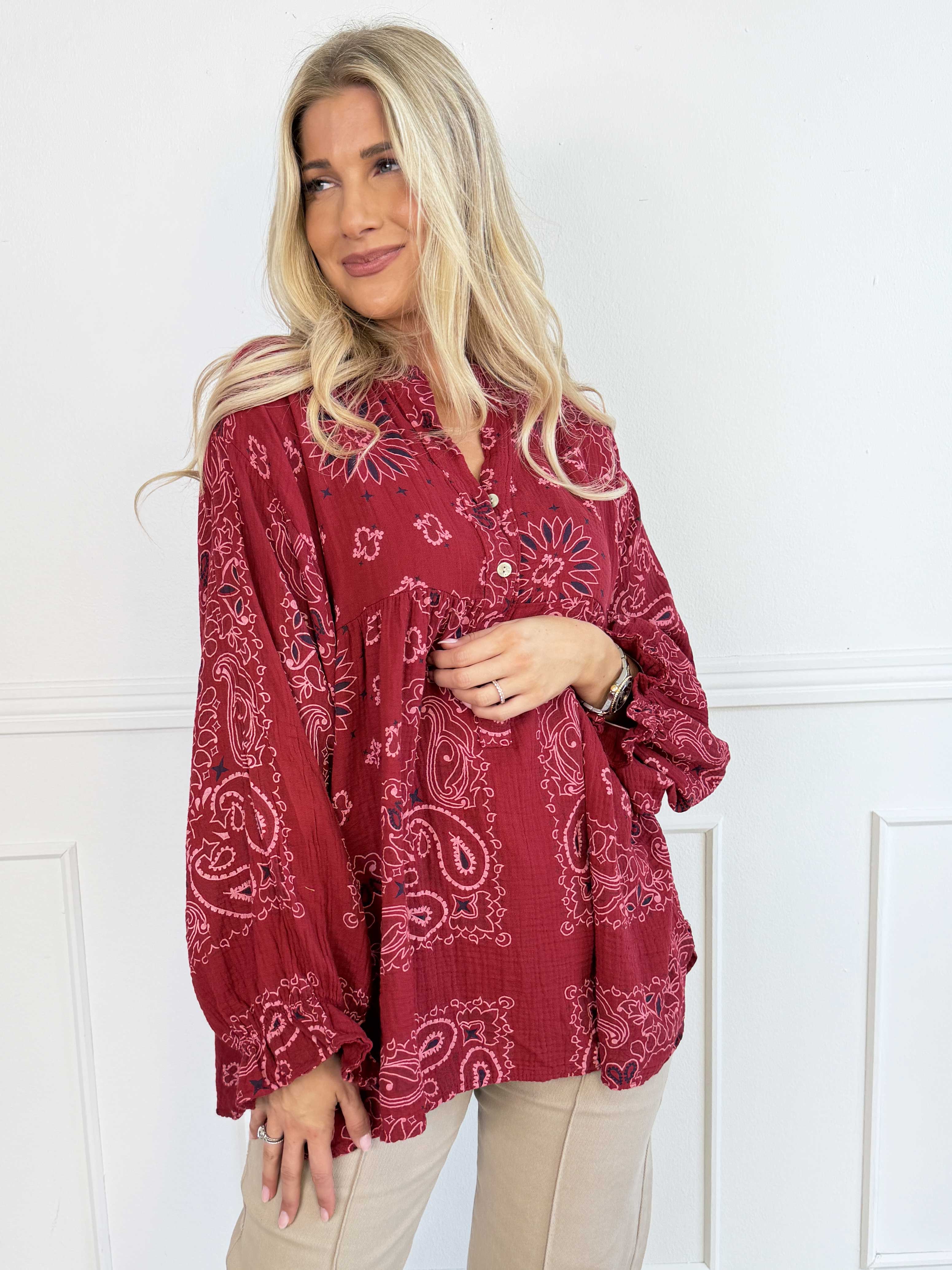 Diva Paisley - Tunika i blødt bomulds musselin-stof med paisley mønster