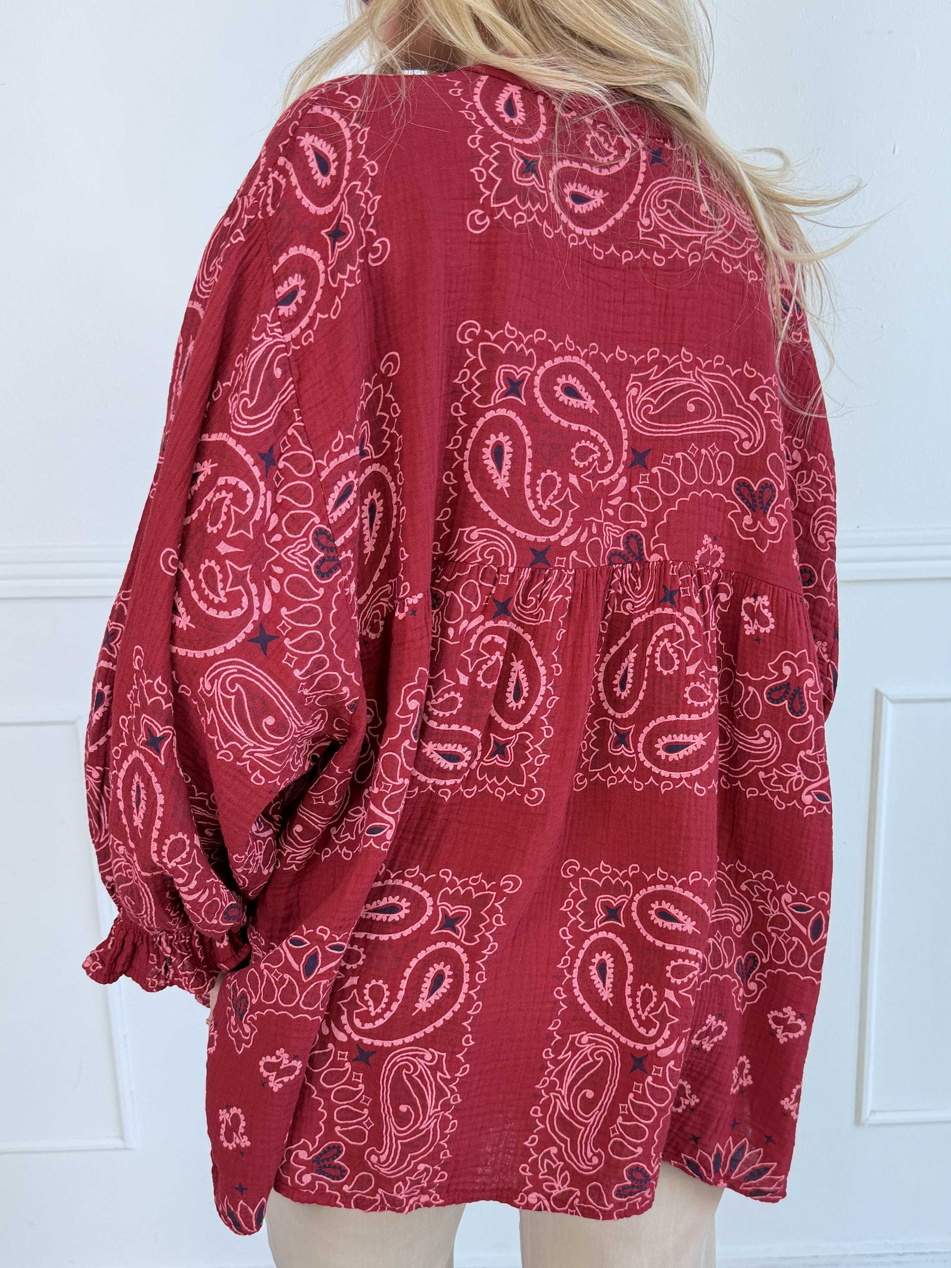 Diva Paisley - Plus size tunika i blødt bomulds musselin-stof med paisley mønster