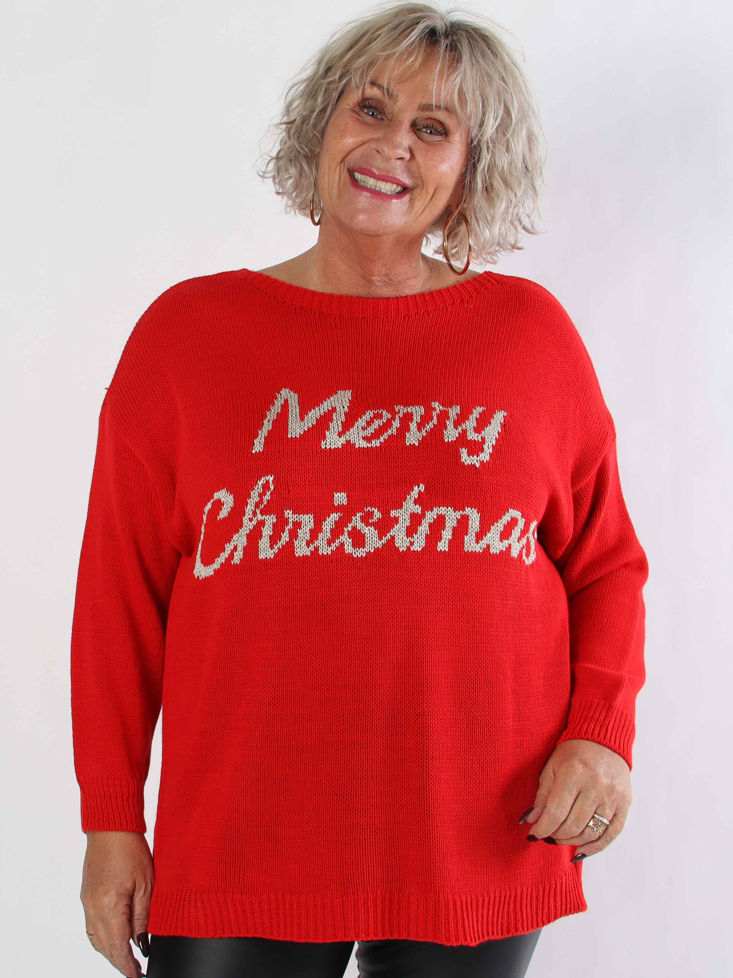 Merry - Plus size julestrik med guld skrift