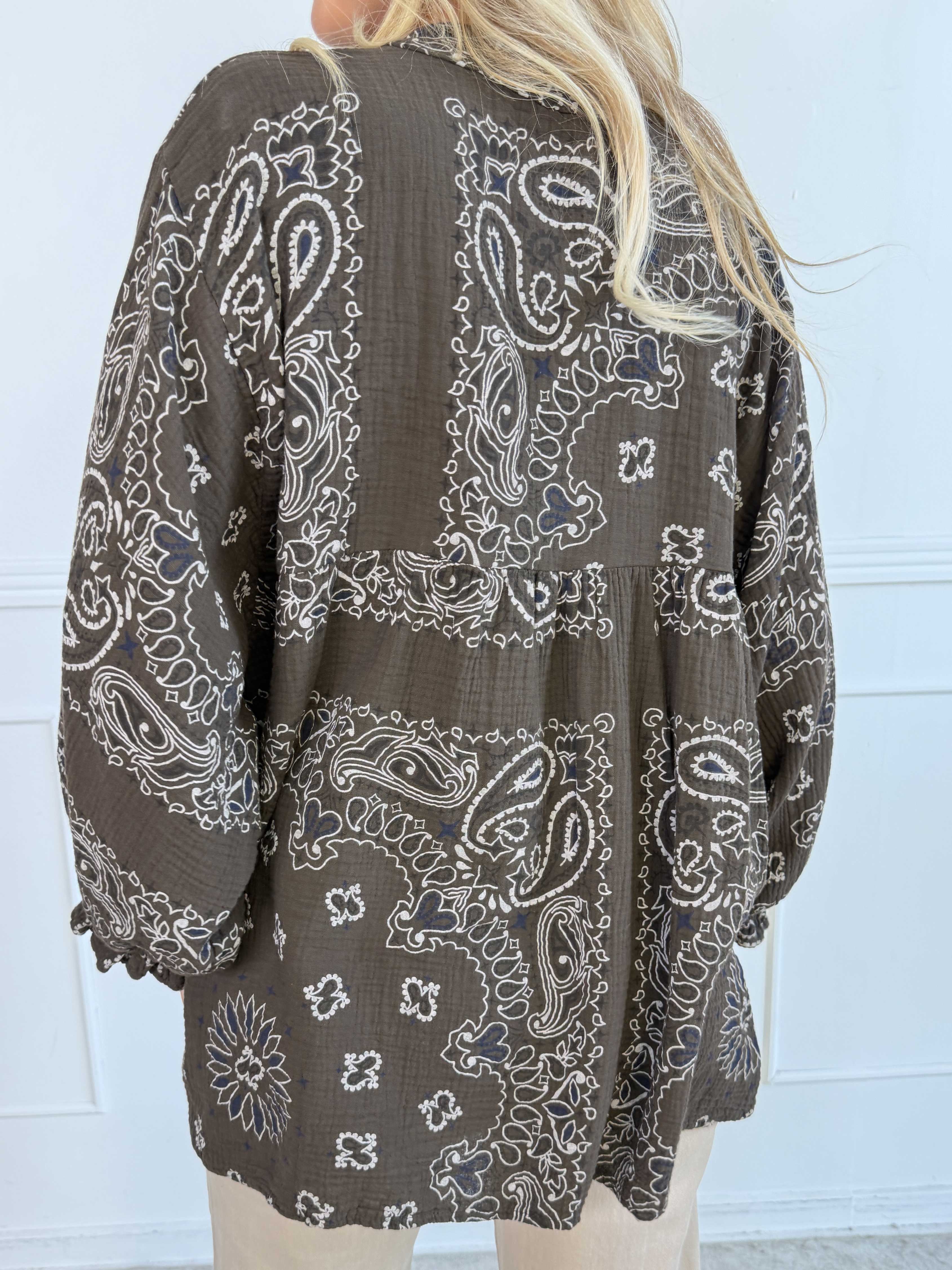 Diva Paisley - Plus size tunika i blødt bomulds musselin-stof med paisley mønster