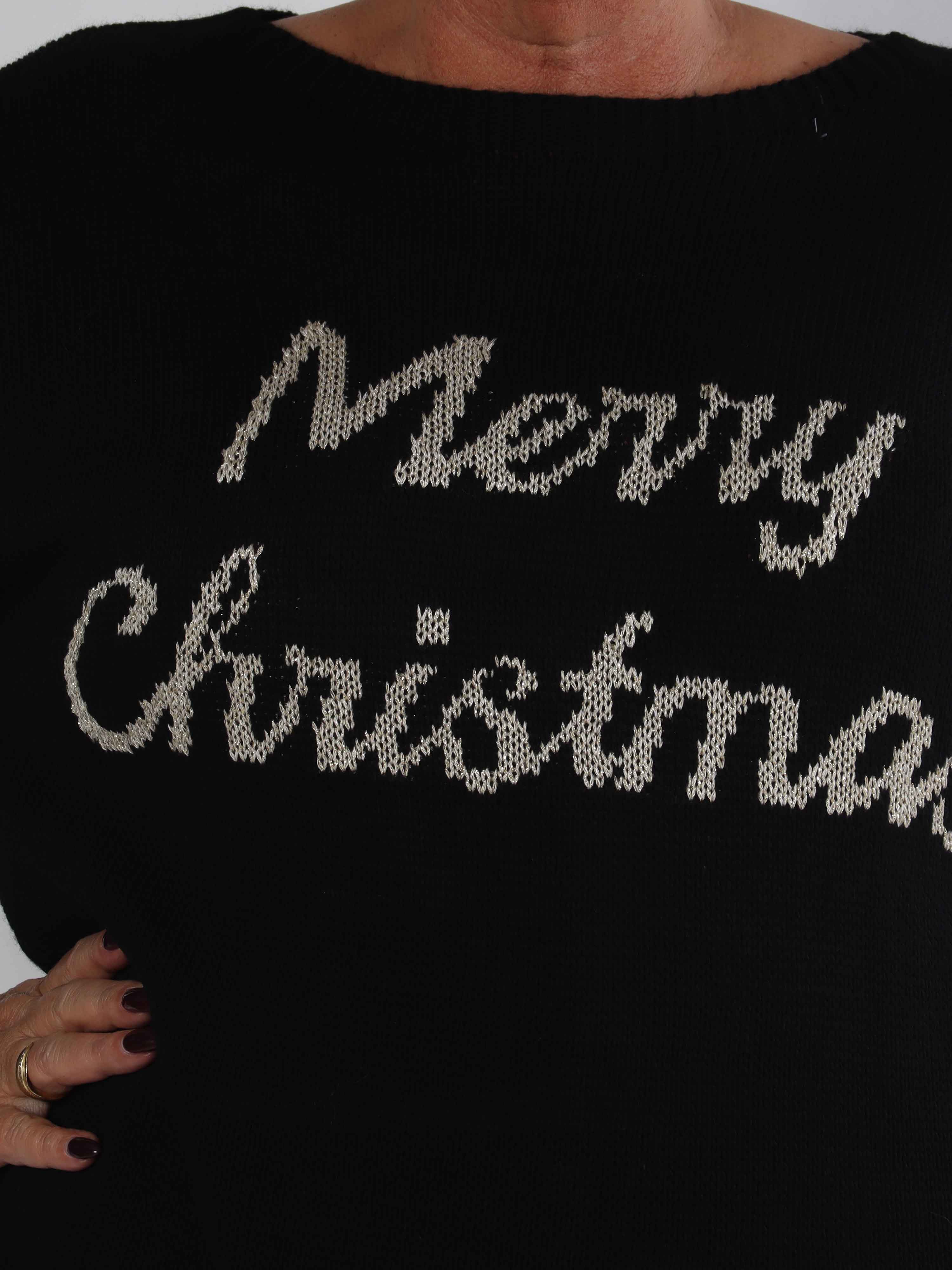 Merry - Plus size julestrik med guld skrift