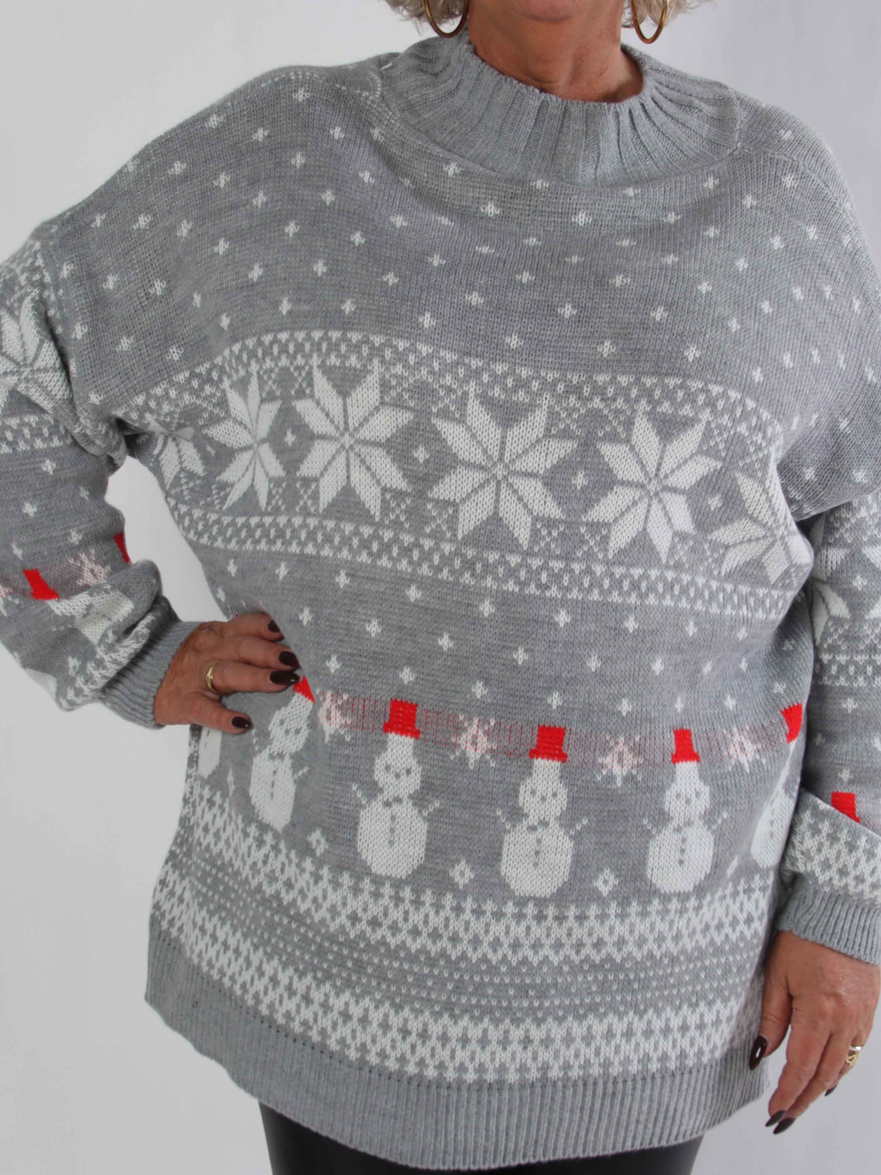 Frosty - Plus size julestrik med snemænd og snefnug