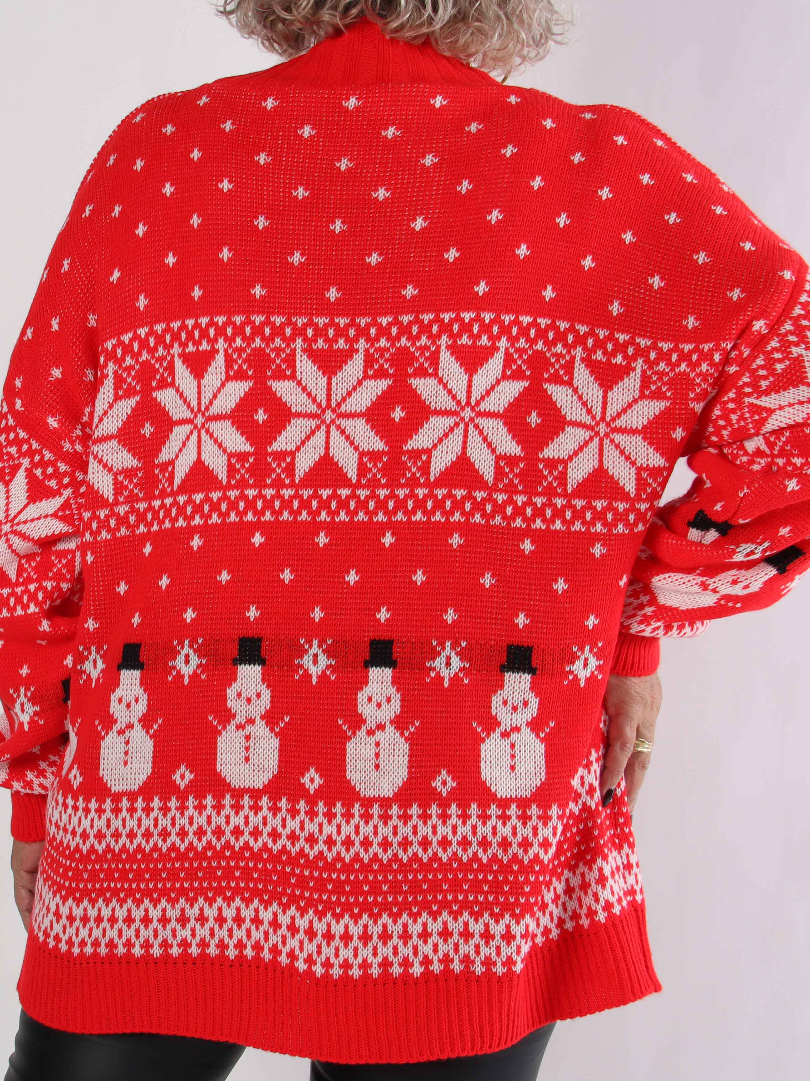 Frosty - Plus size julestrik med snemænd og snefnug