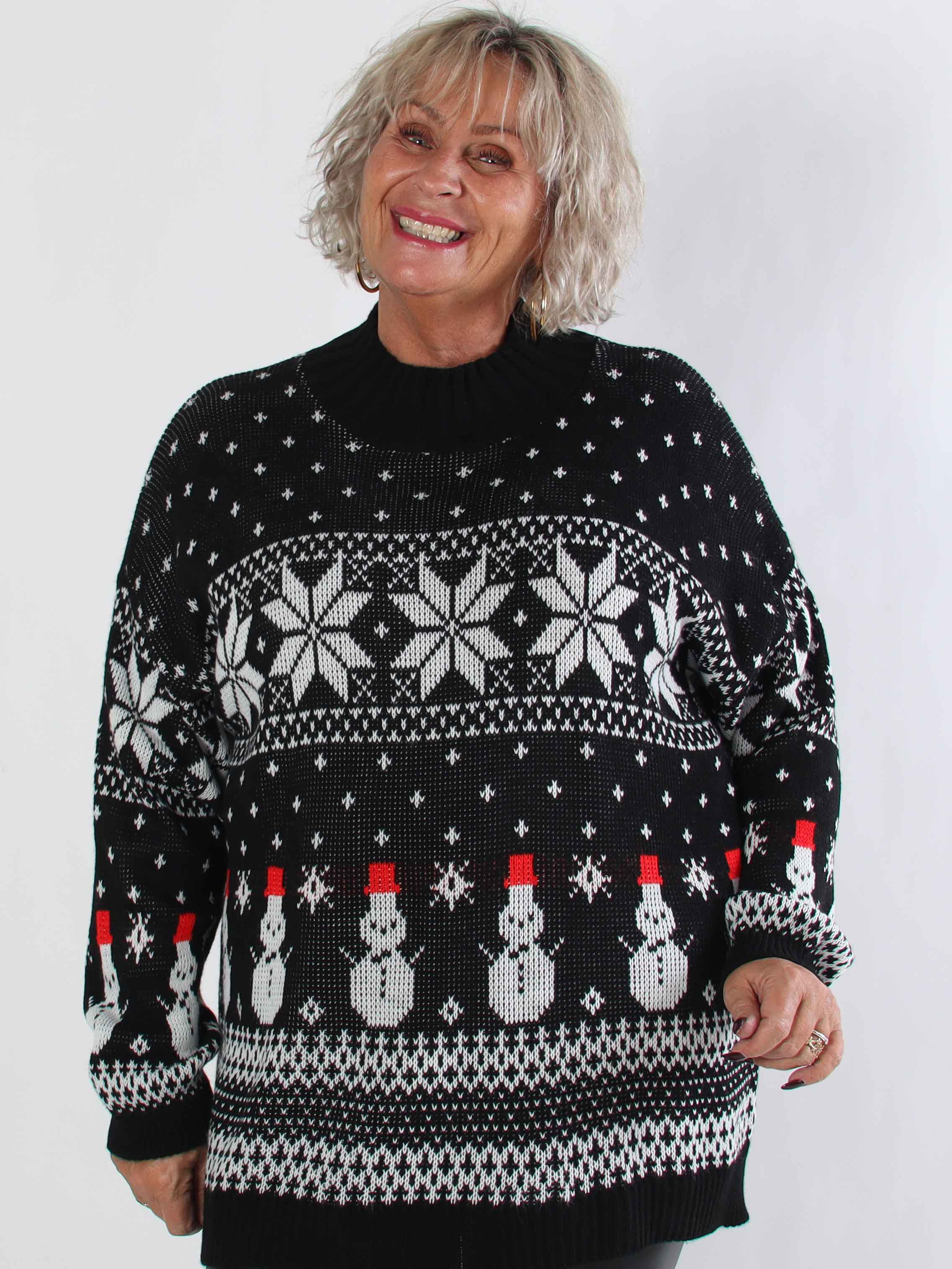 Frosty - Plus size julestrik med snemænd og snefnug