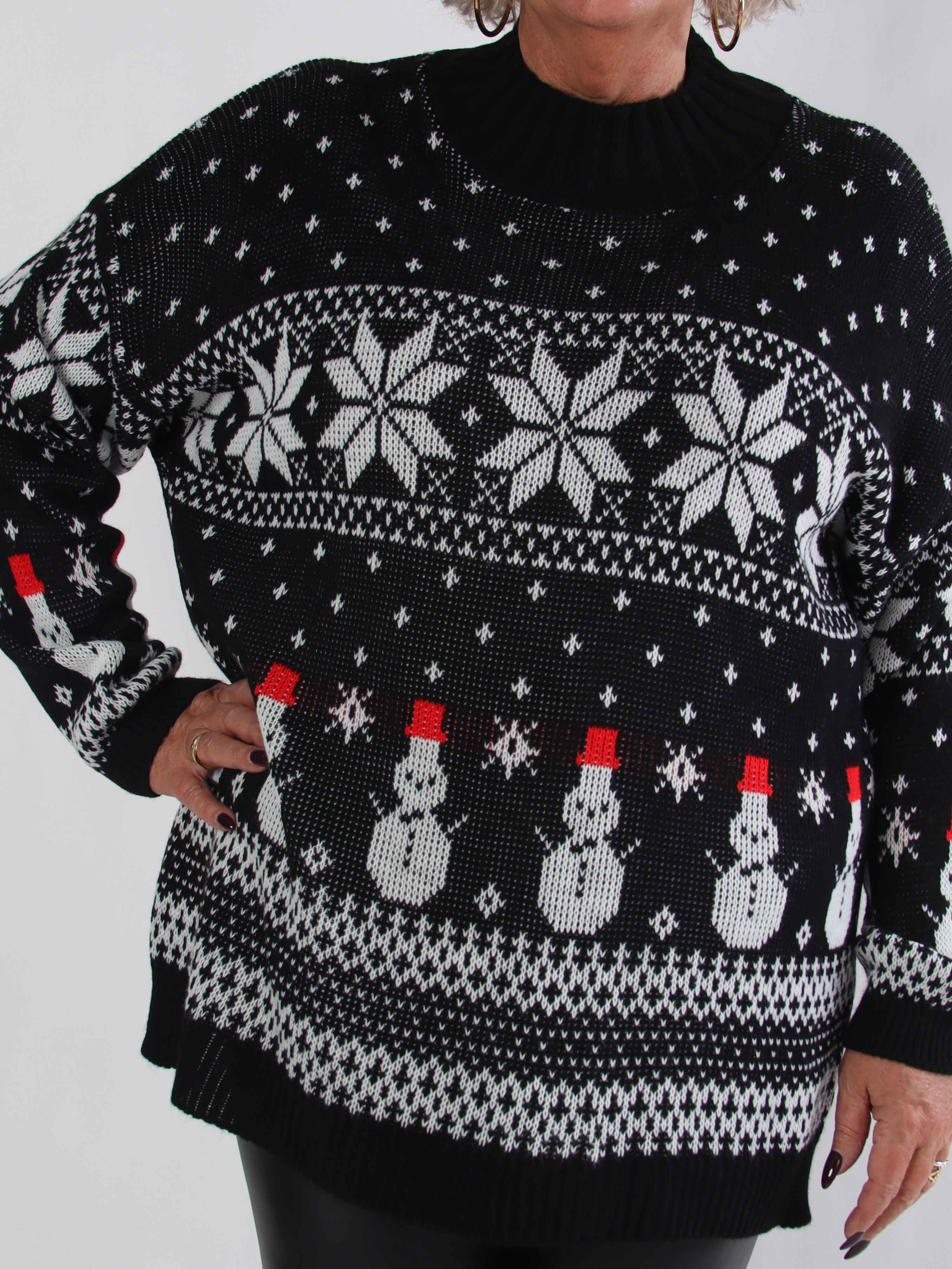 Frosty - Plus size julestrik med snemænd og snefnug