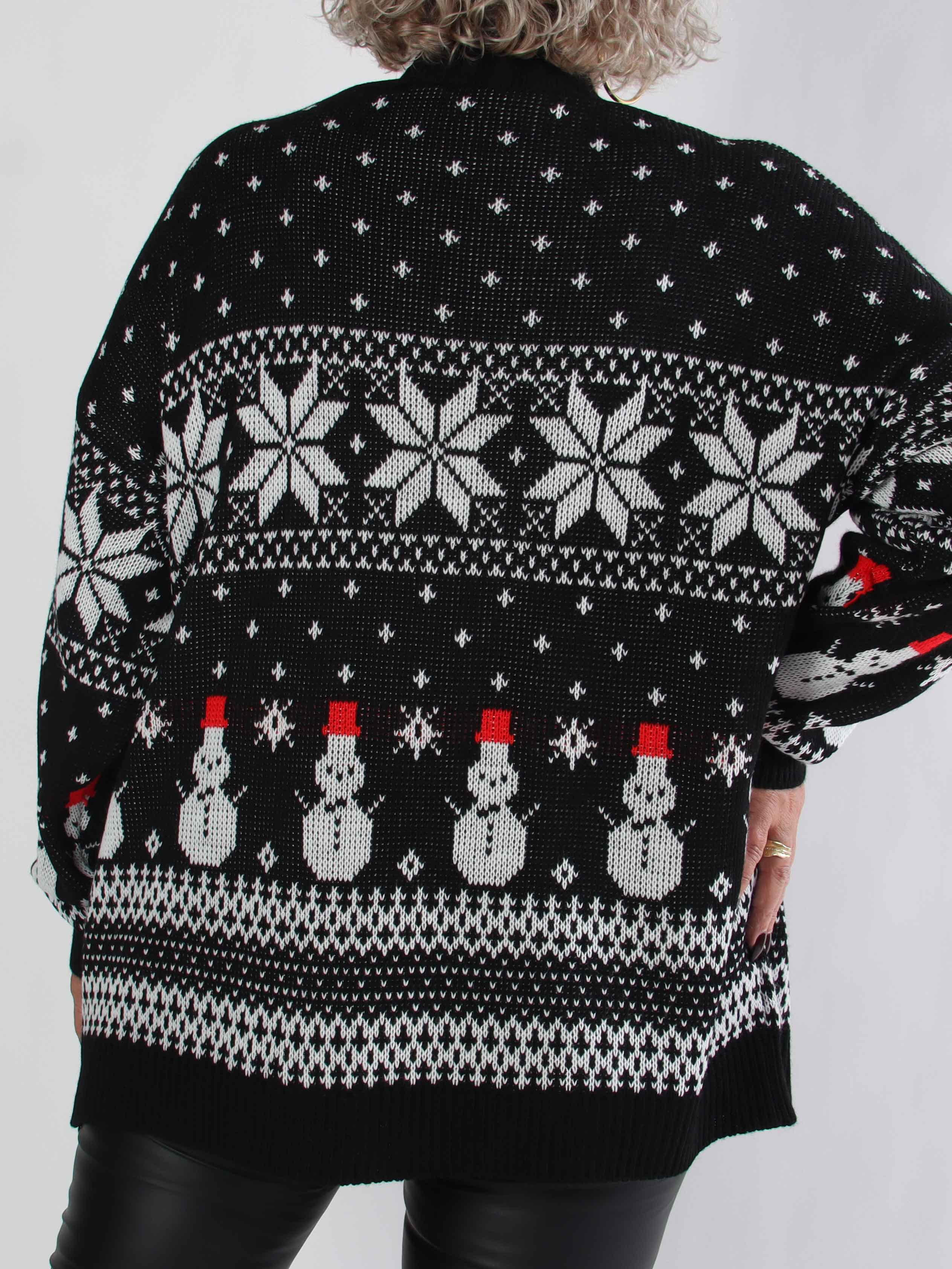 Frosty - Plus size julestrik med snemænd og snefnug