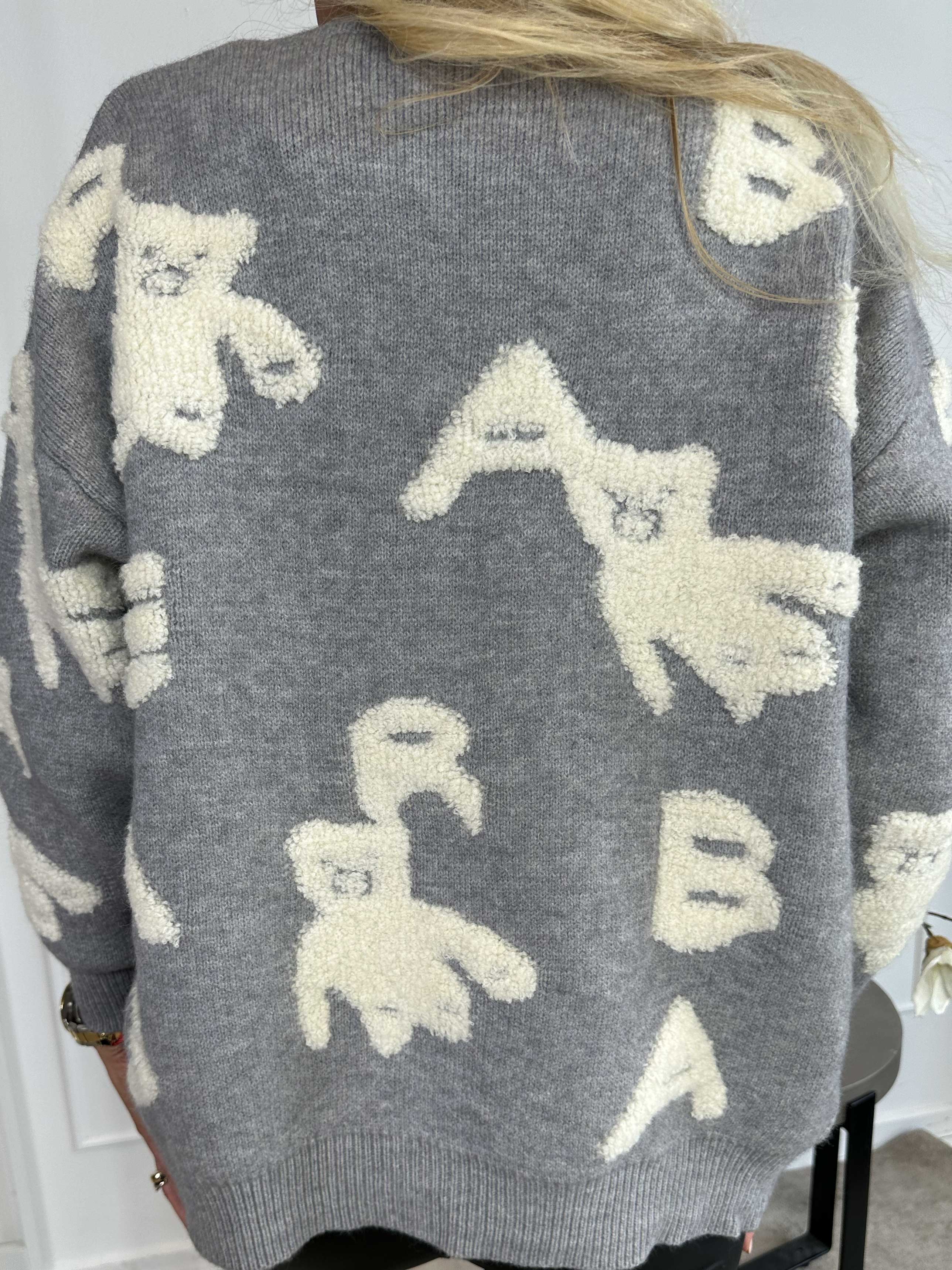 Teddy - Sød blød strikcardigan med bamser