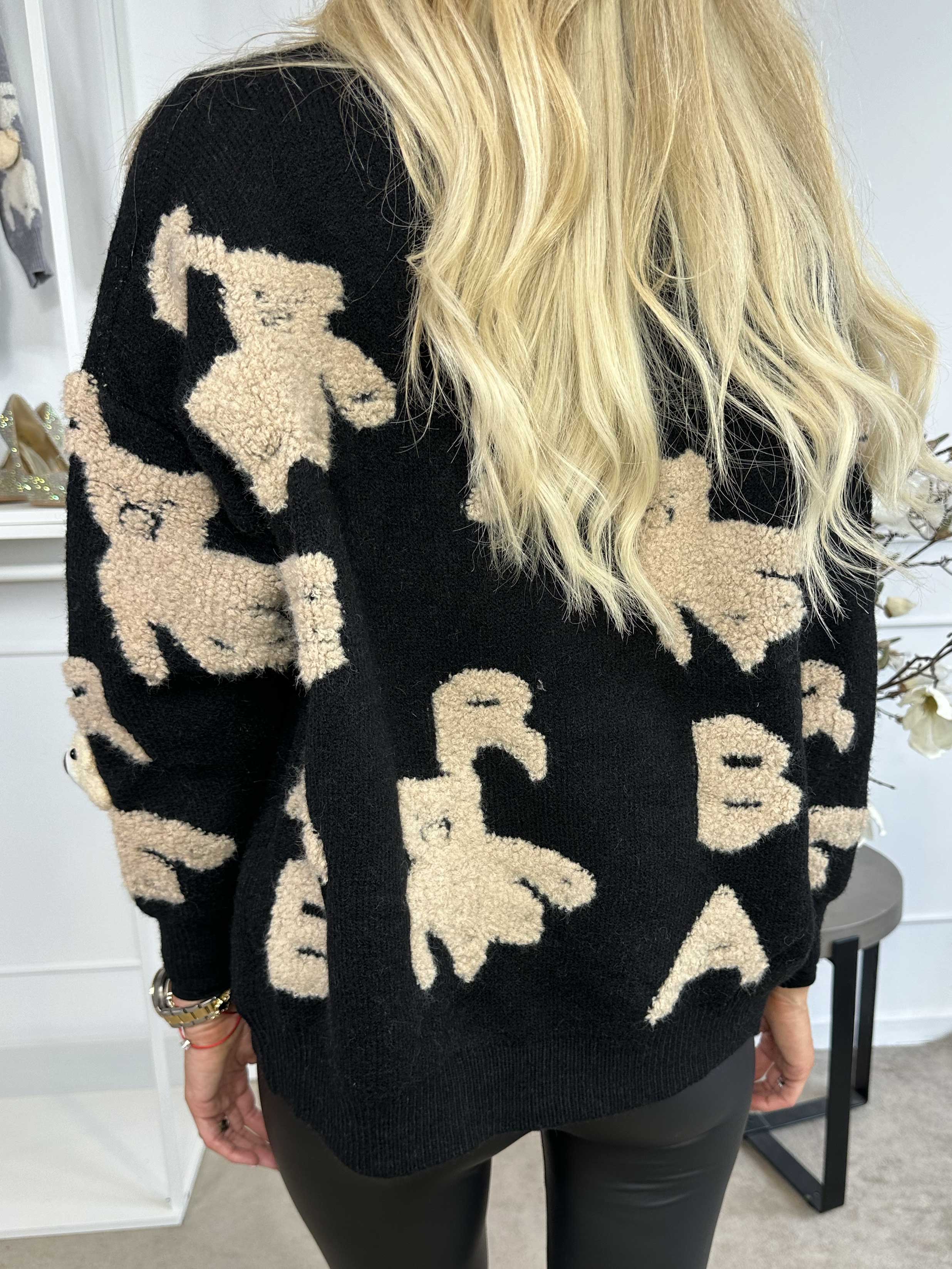 Teddy - Sød blød strikcardigan med bamser