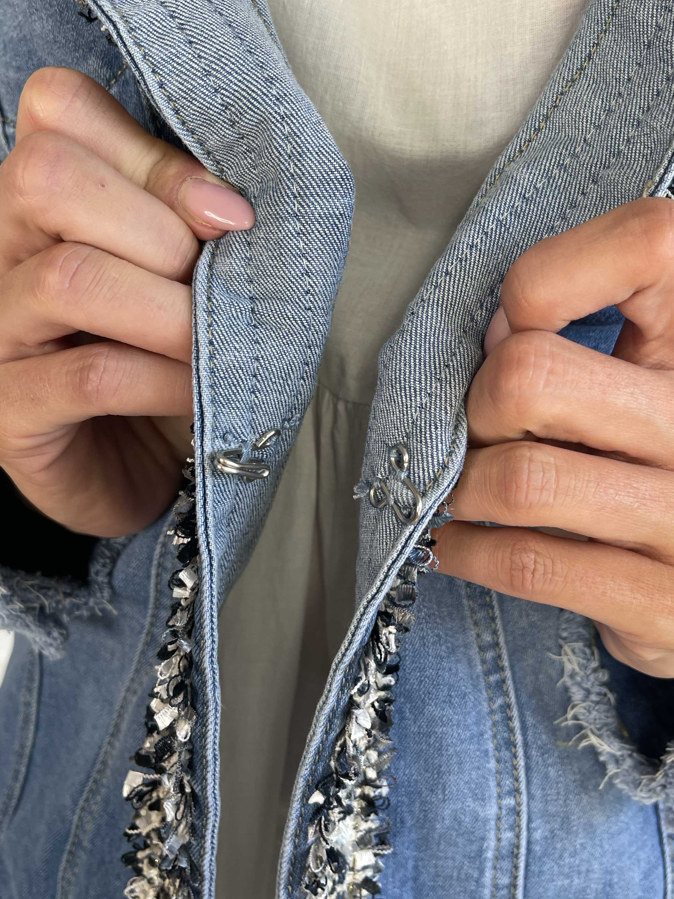 Paris - Denimjakke med stræk og tweed i kanten