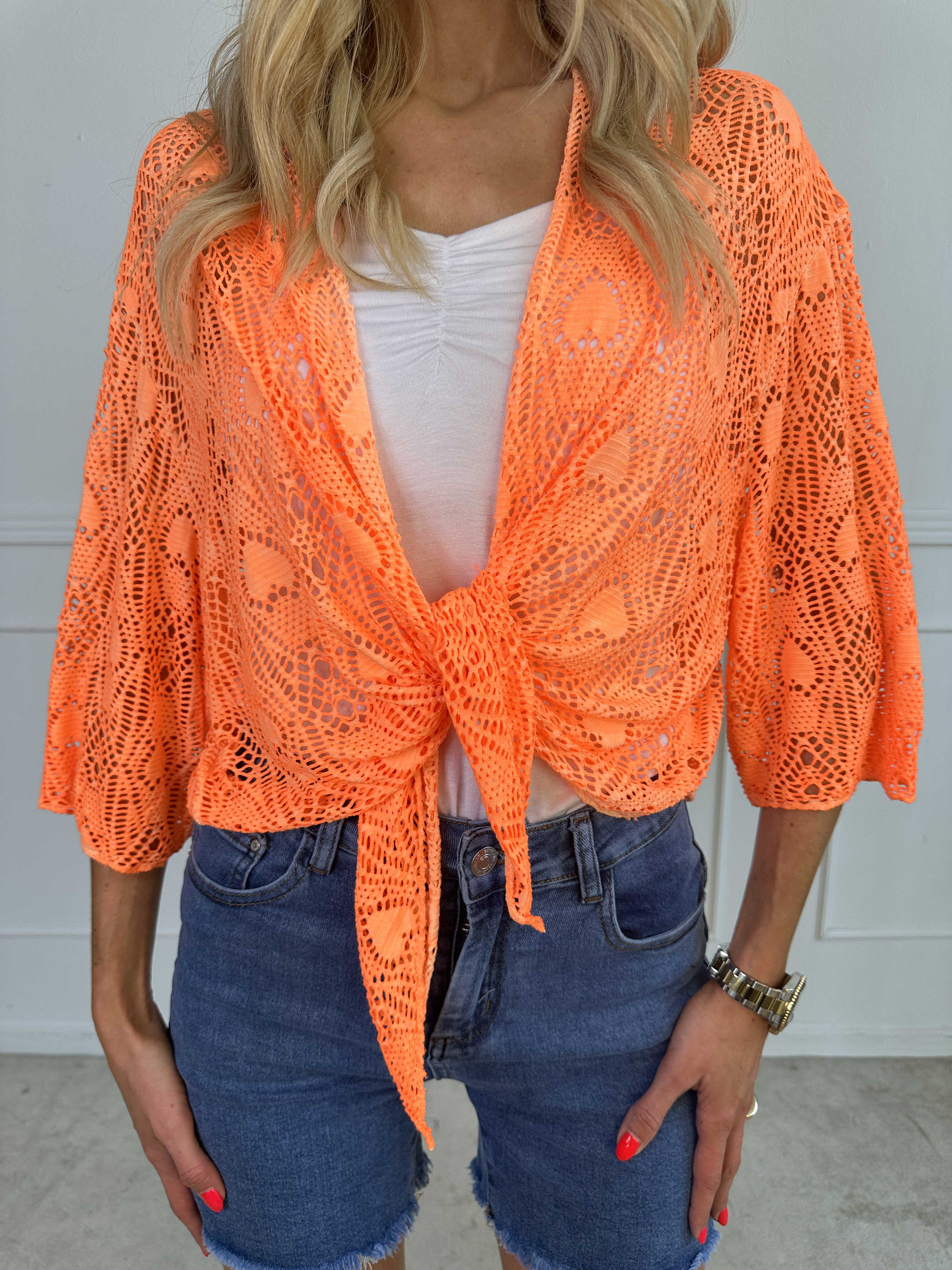 Cassiopea - Let cardigan i viskose med hulmønster