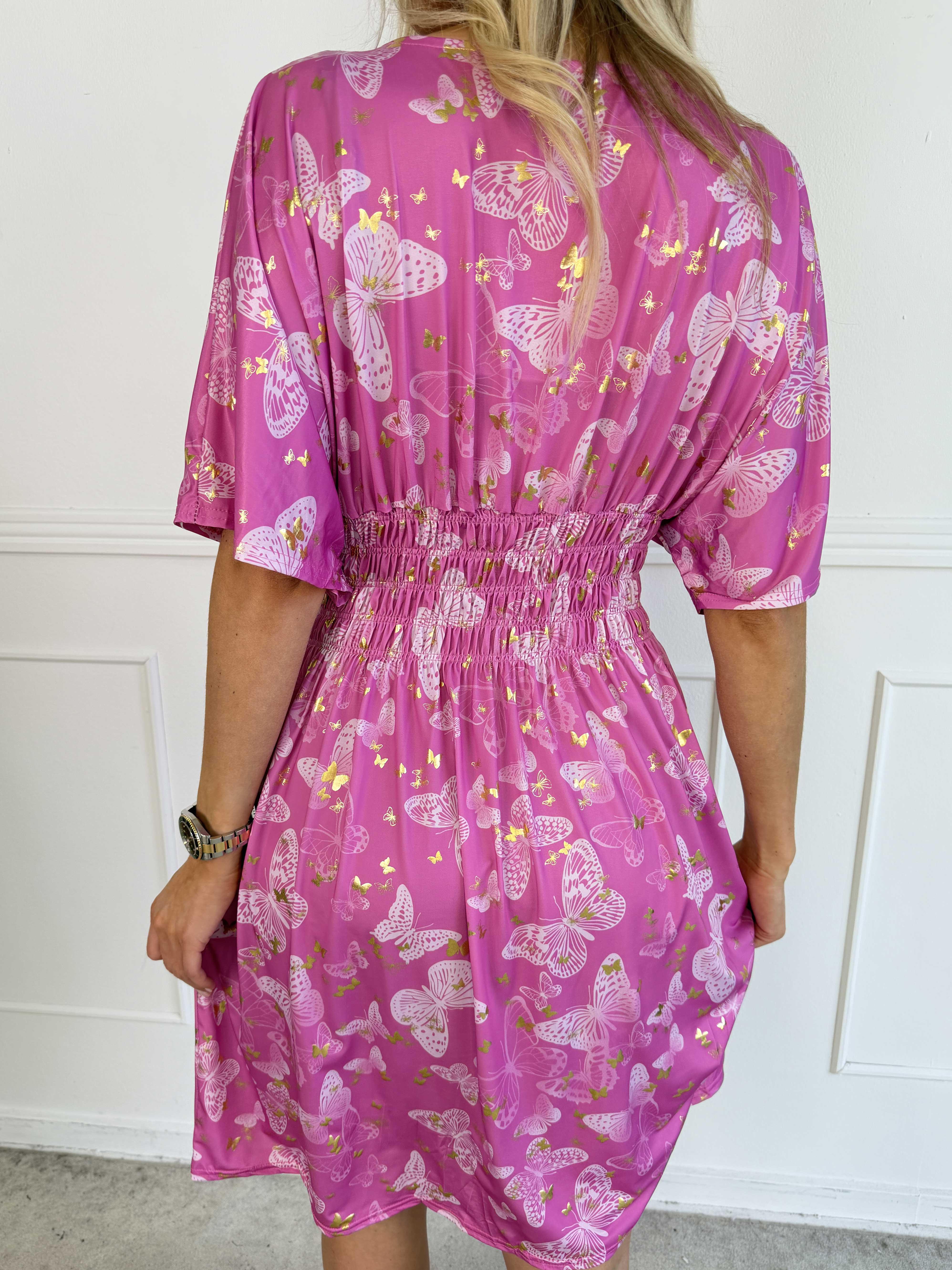 Pams Butterfly Short - Elastisk kjole med sommerfugleprint